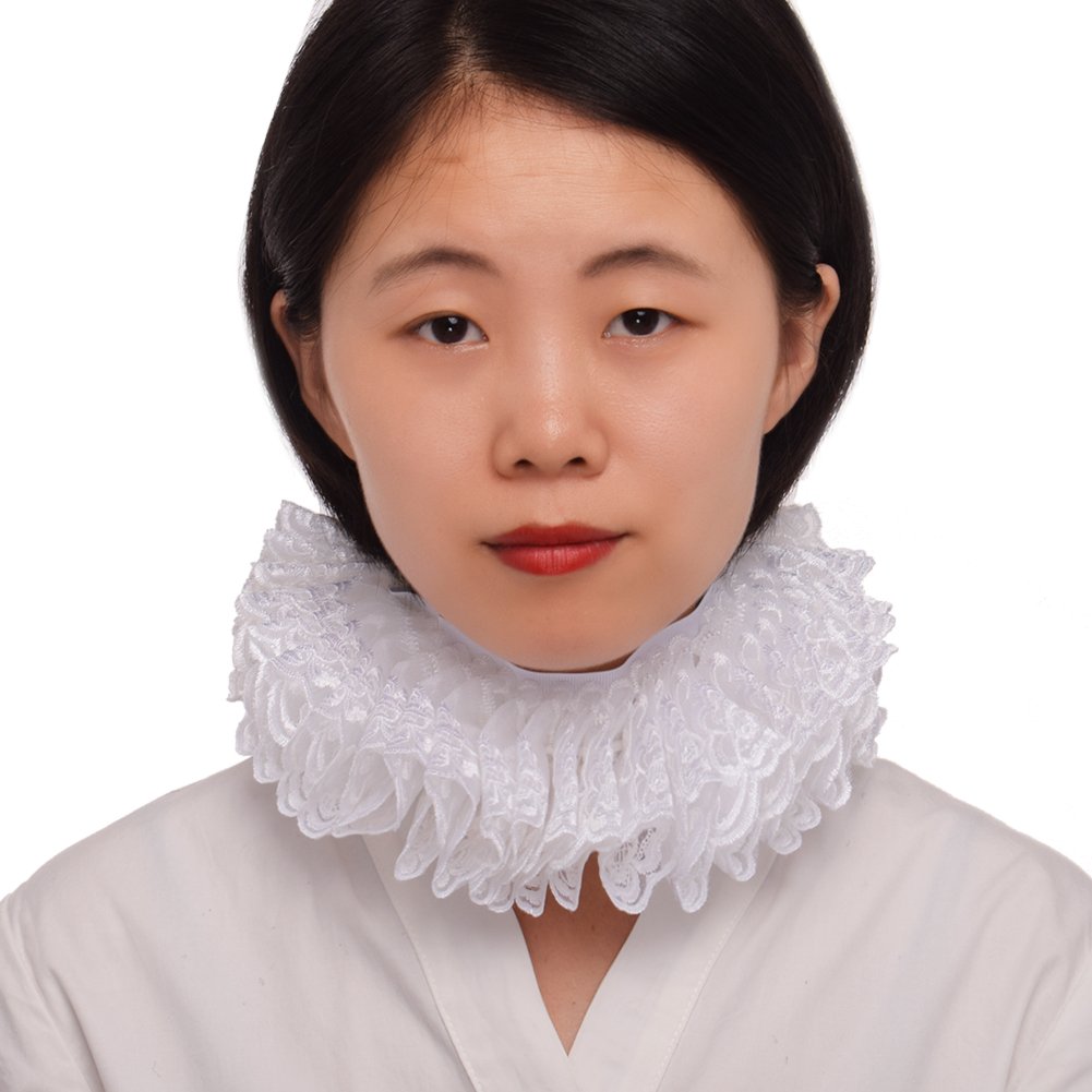 Blessume Unisex White Renaissance Neck Ruffle Collar Victorian Elizabethan Cosplay Accessory