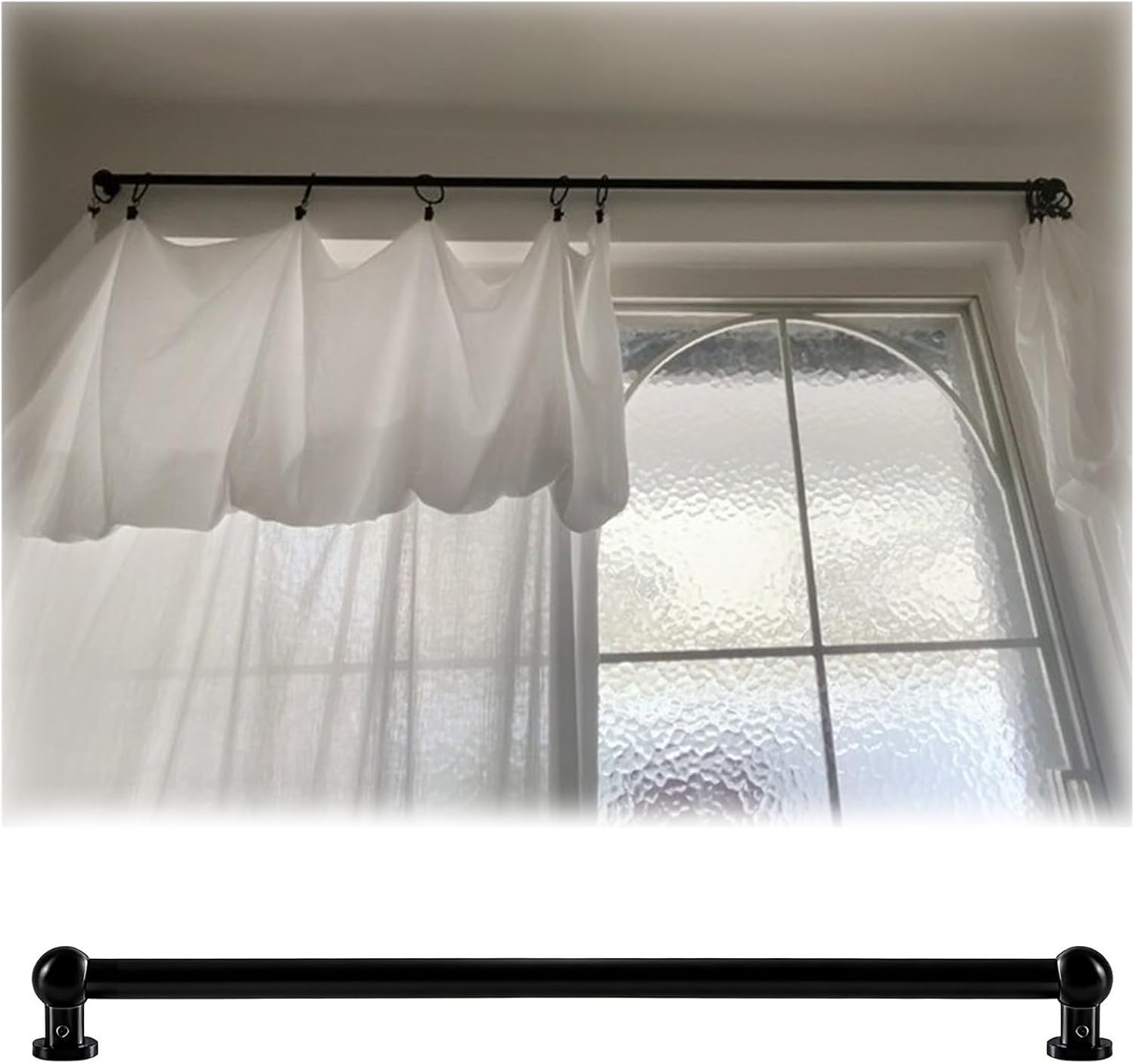 French Door Curtain Rod Custom 2 3 4 5 6 FT, Closet/Kitchens/Patio Screwed Sash Rods Drapery Bar for Door Window, Single Pole(165cm/65in/5.4ft)