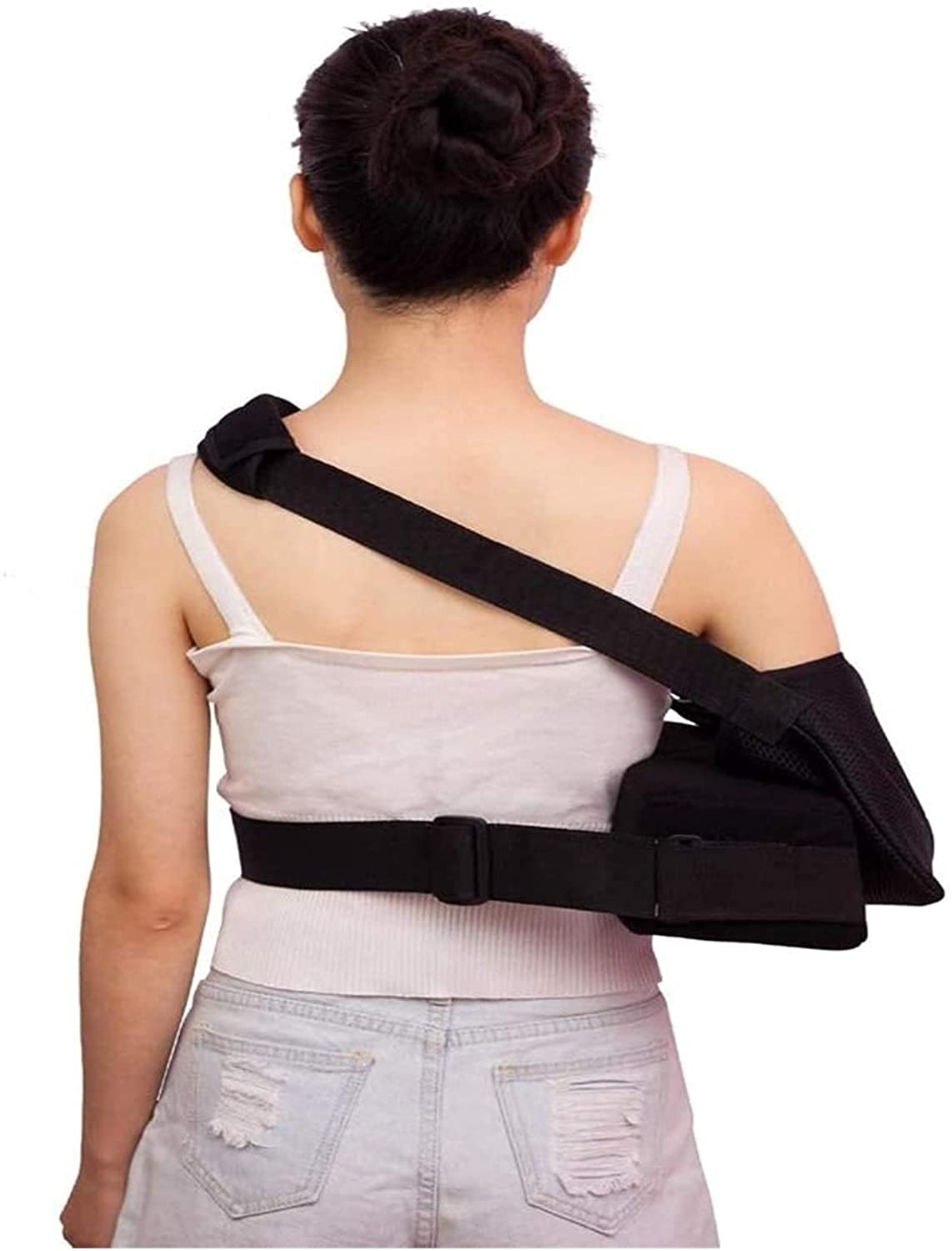 Brazo médico Sling Inmovilizador de hombro Soporte de manguito rotador Brace Soporte de hombro Eslingas de abducción para mujeres Hombres Manguito rotador y codera (Color: Transpirable; Tama