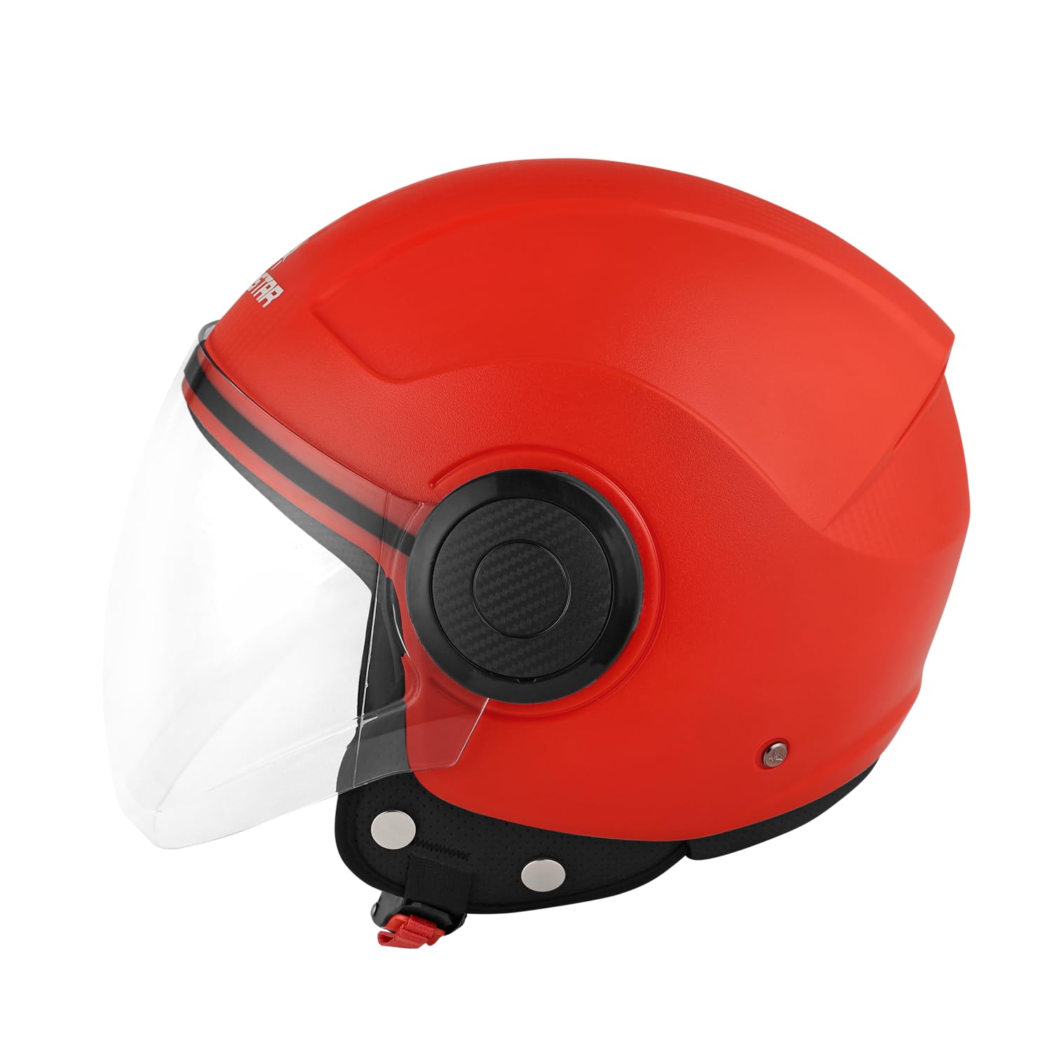 AEROSTAR Pulse Open Face Helmet Half Face ISI Certified for Men and Women Anti-Scratch with Adjustable Strap (Nonpainted,Red, Large)-image-26