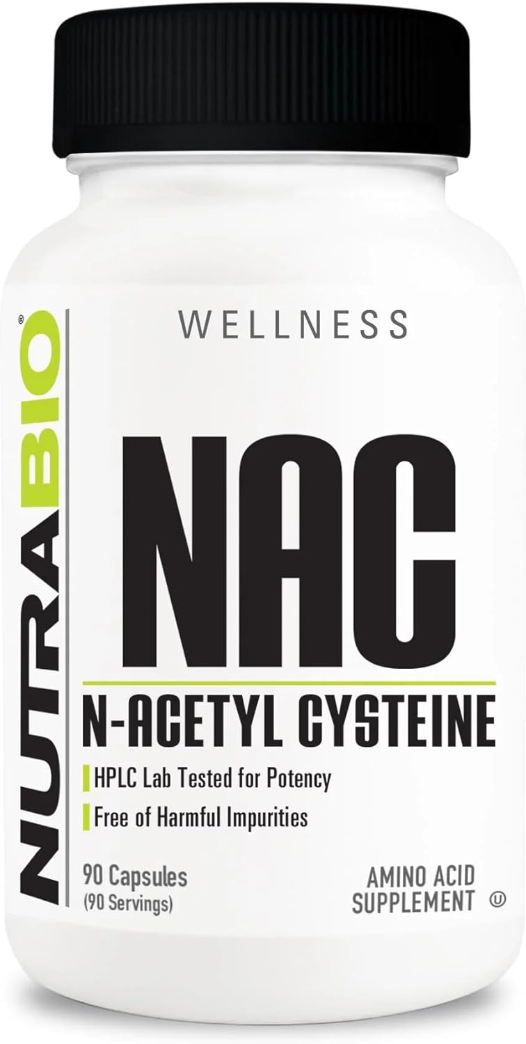 NutraBio N-Acetyl Cysteine Supplement (NAC) - 90 Capsules, 600mg Each - Powerful Anti-Oxidant - Immune Support - Boost Glutathione