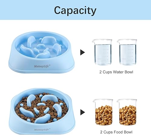 Miniatura 5 de MateeyLife - Cuencos de alimentación lenta, antiasfixia, tipo rompecabezas, interactivos, antideslizantes, para detener la hinchazón, para perros y