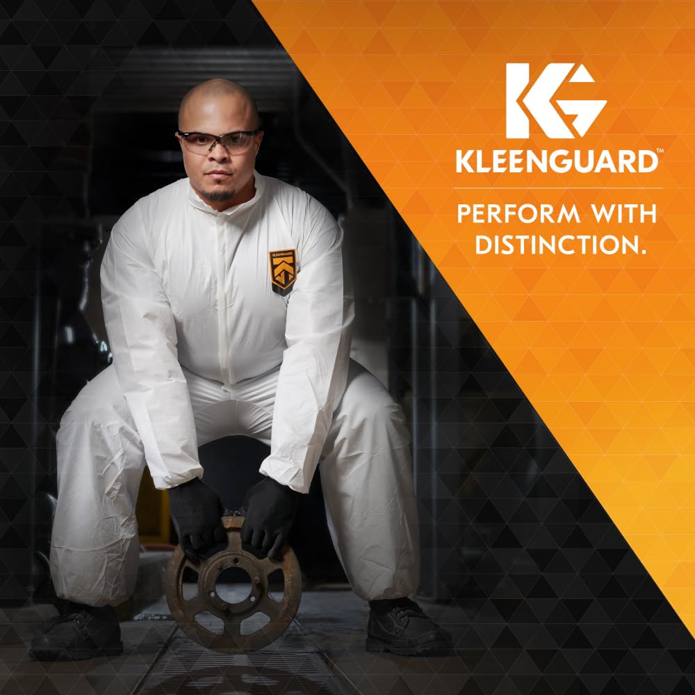 KleenGuard 44335 A40 Elastic-Cuff, Ankle, Hood & Boot Coveralls, White, 2X-Large (Case of 25)