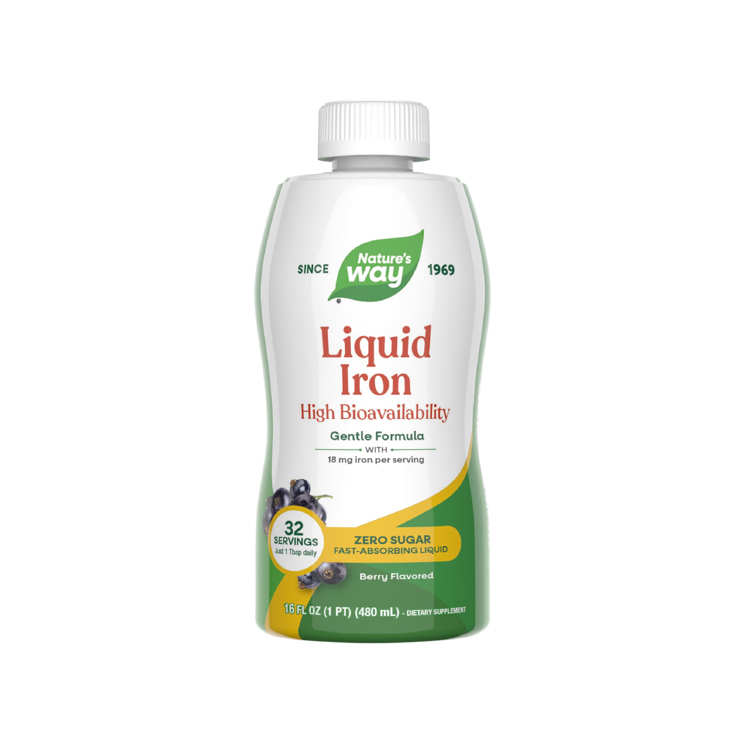 Nature’s Way Liquid Iron Supplement, 18 mg per Serving, Berry, 16 Fl Oz Berry 16 Fl Oz (Pack of 1)