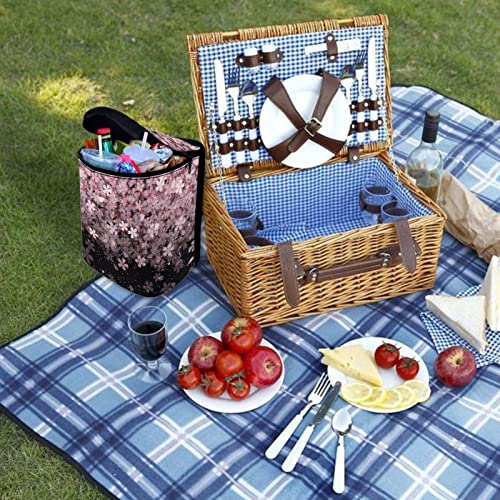 Image of Talayituse Cherry Blossom Print Car Trash Can with Lid, Leak Proof Auto Trash Bag Hanging Vehicle Garbage Can Multipurpose Storage Container for Back Seat Road Trip