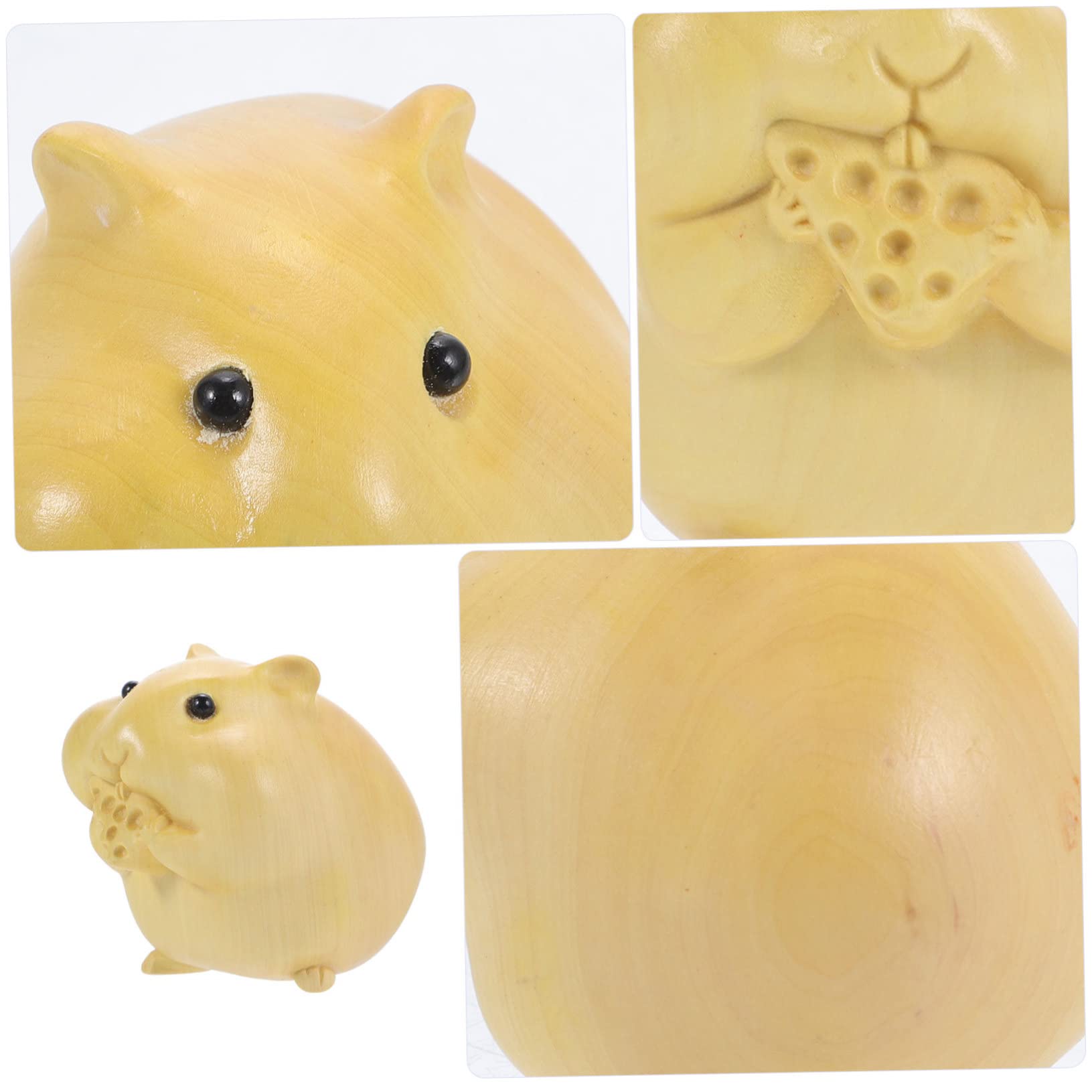 YARNOW 4pièces Figurine Bois De Hamster Sculptée Main Décoration Animale Adorable Bois Statuette Mignonne pour Maison Bureau