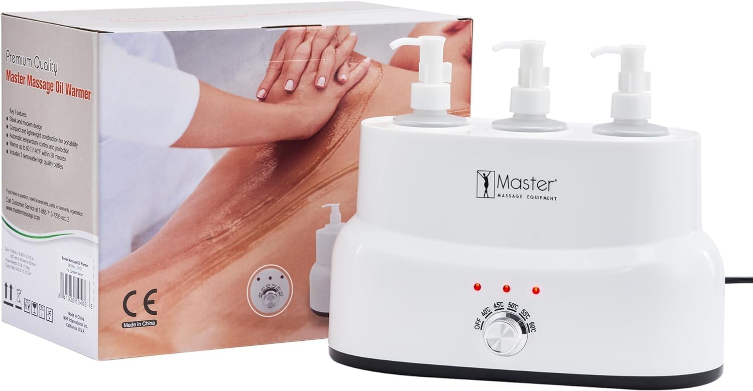Three Bottle Massage Oil Warmer-Professional Massage Lotion Heater with Empty Bottles- Massage Cream Heating Device- Massage Oil Warming Heater Heating