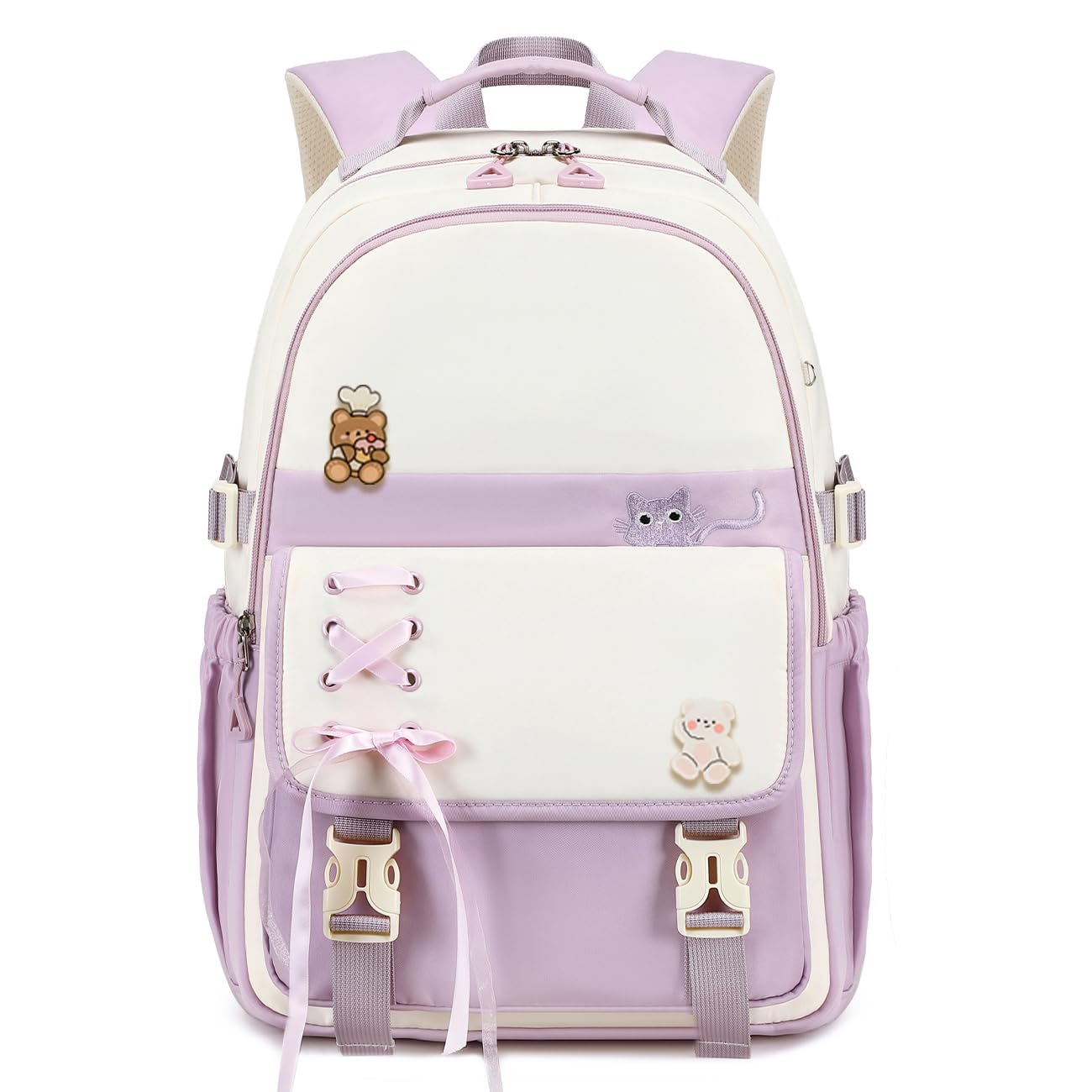 Cusangel Girls Backpack,Girls Cute Backpack Teen Kids Elementary Middle High School College Student,17" Nylon Bookbag For 9Age+ boys (Pink)