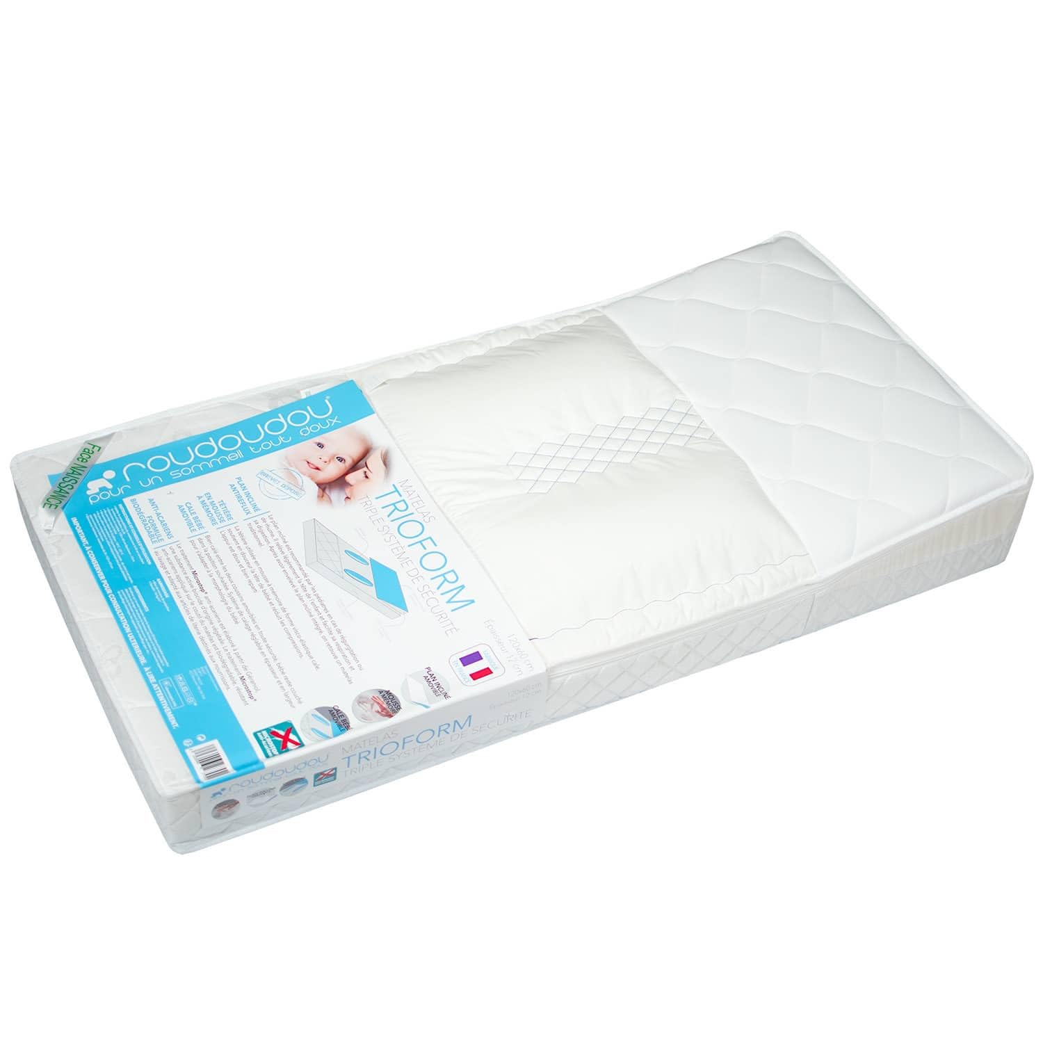 SEVIRA KIDS | Matelas Anti-Reflux avec plan Incliné et cale bébé amovible - Made in France - 70x140 cm 70x140 cm