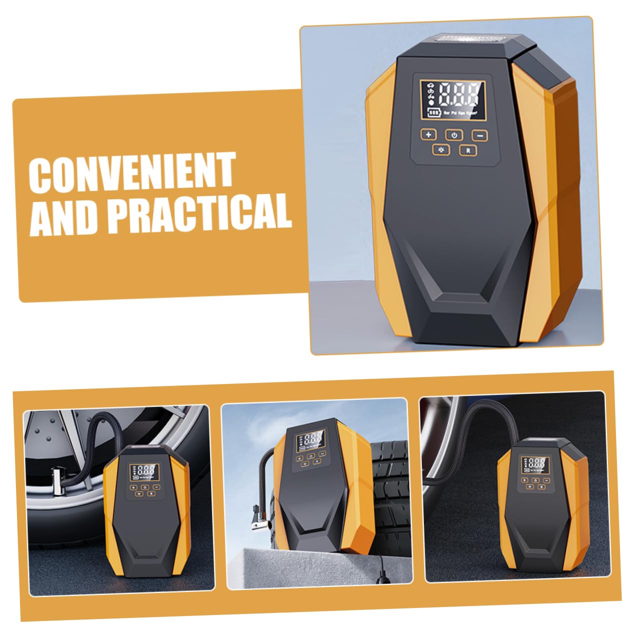 Vaguelly Pompa Elettrica Auto Portatile Manometro Digitale e Funzione Auto-Stop per Pneumatici Veicoli e Moto