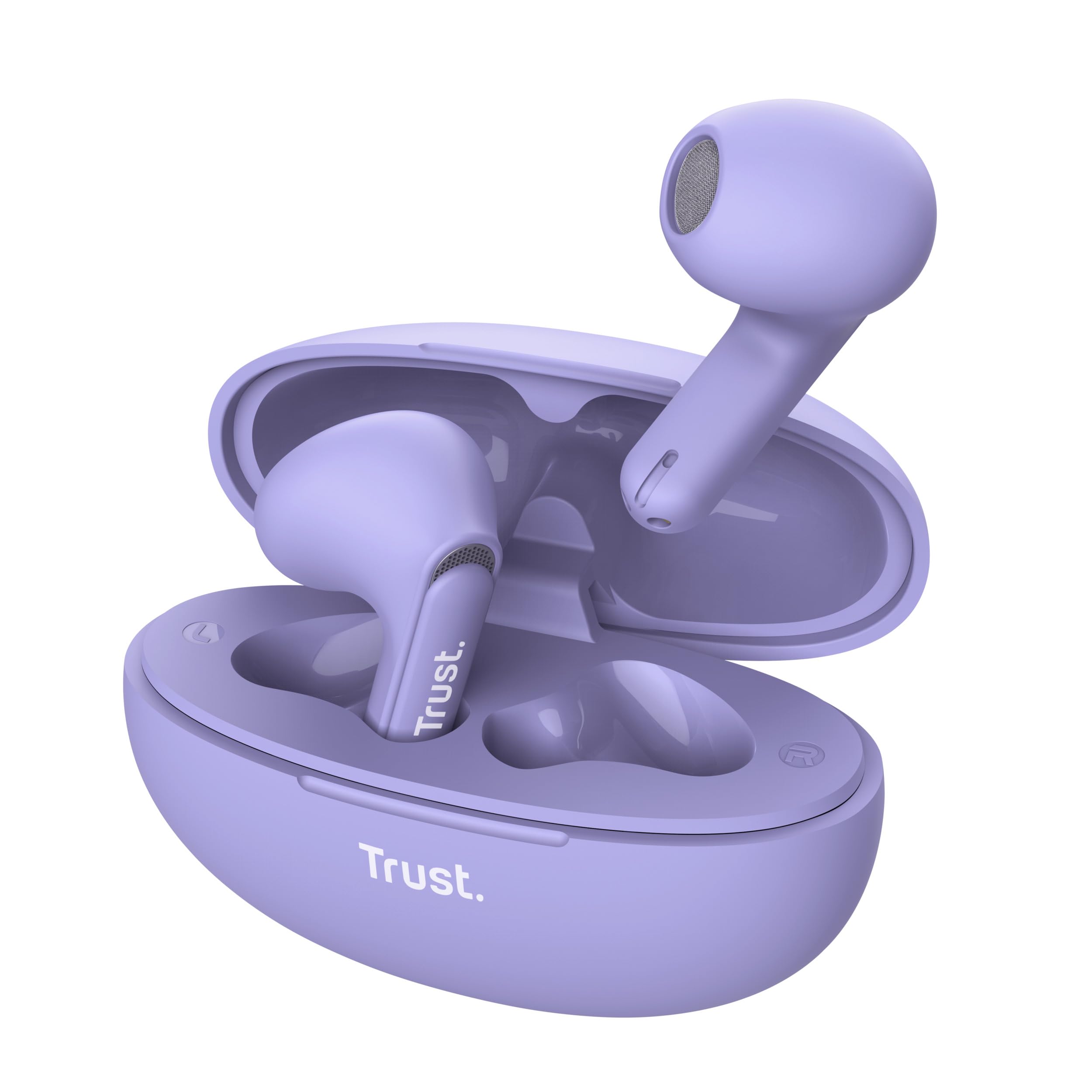 Trust Yavi Wireless Earphones Bluetooth with ENC Noise Cancelling Microphones, 23 Hours Playtime, 35% Recycled Plastics, In Ear Wireless Headphones, Earbuds iPhone Android iOS - Purple