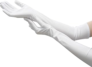 Nackiy Long Black Opera Gloves for Women, 1920s Satin Stretchy Elbow Length Party Gloves Costumes Bridal, 20inch