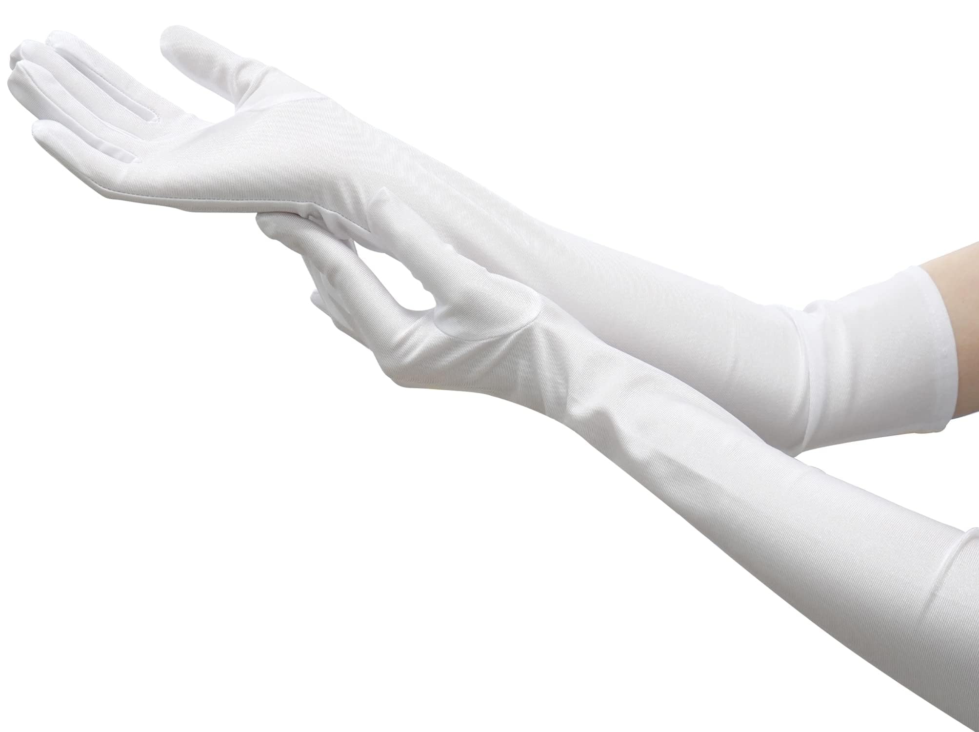 Nackiy Satin Black Gloves for Women, Long Elbow Length Opera Dress Gloves