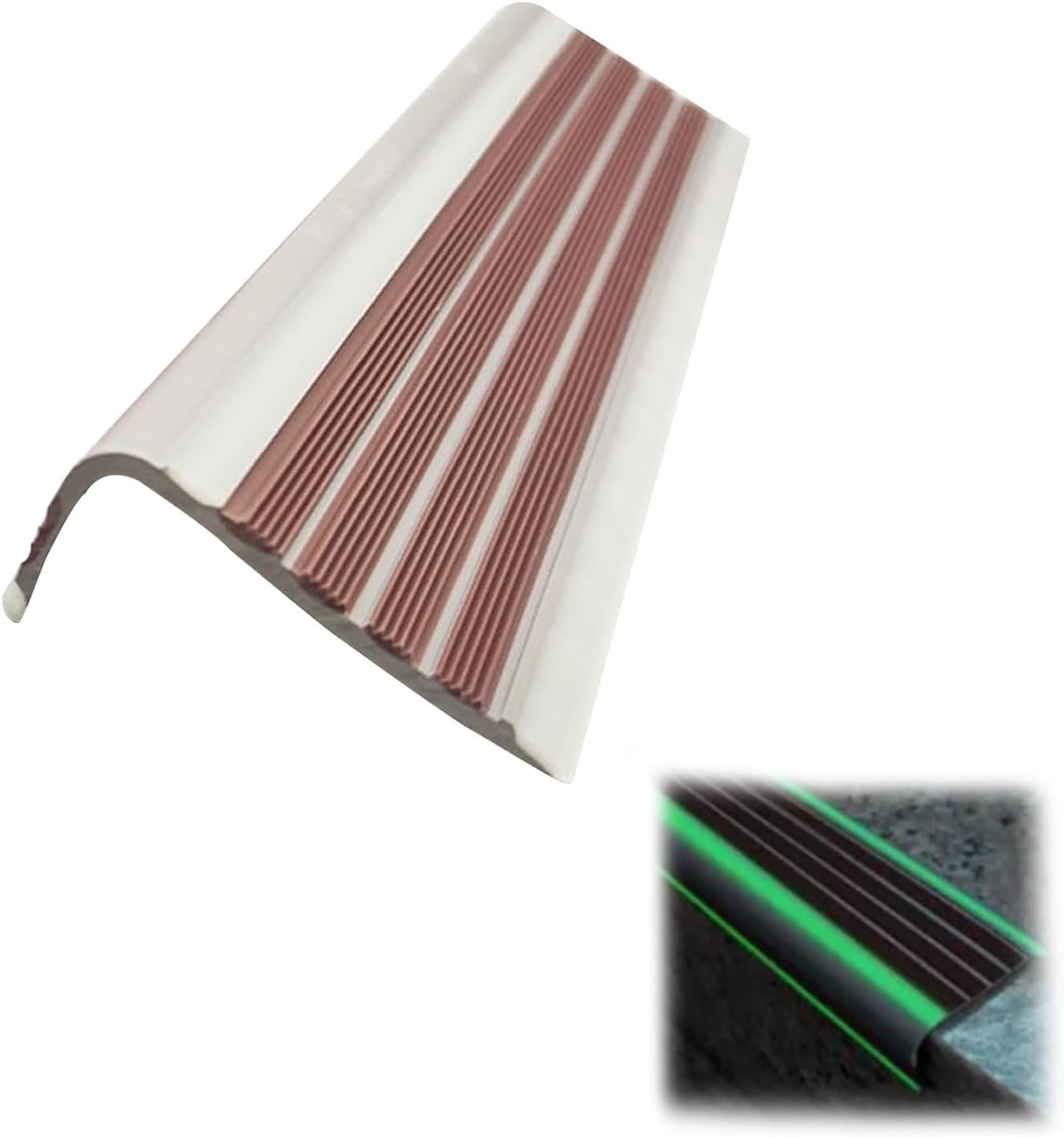 Strisce di sicurezza antiscivolo per scale, autoadesive, in gomma PVC, 2,5 x 5 cm, colore marrone, 1000 cm, per una maggiore resistenza allo scivolamento.
