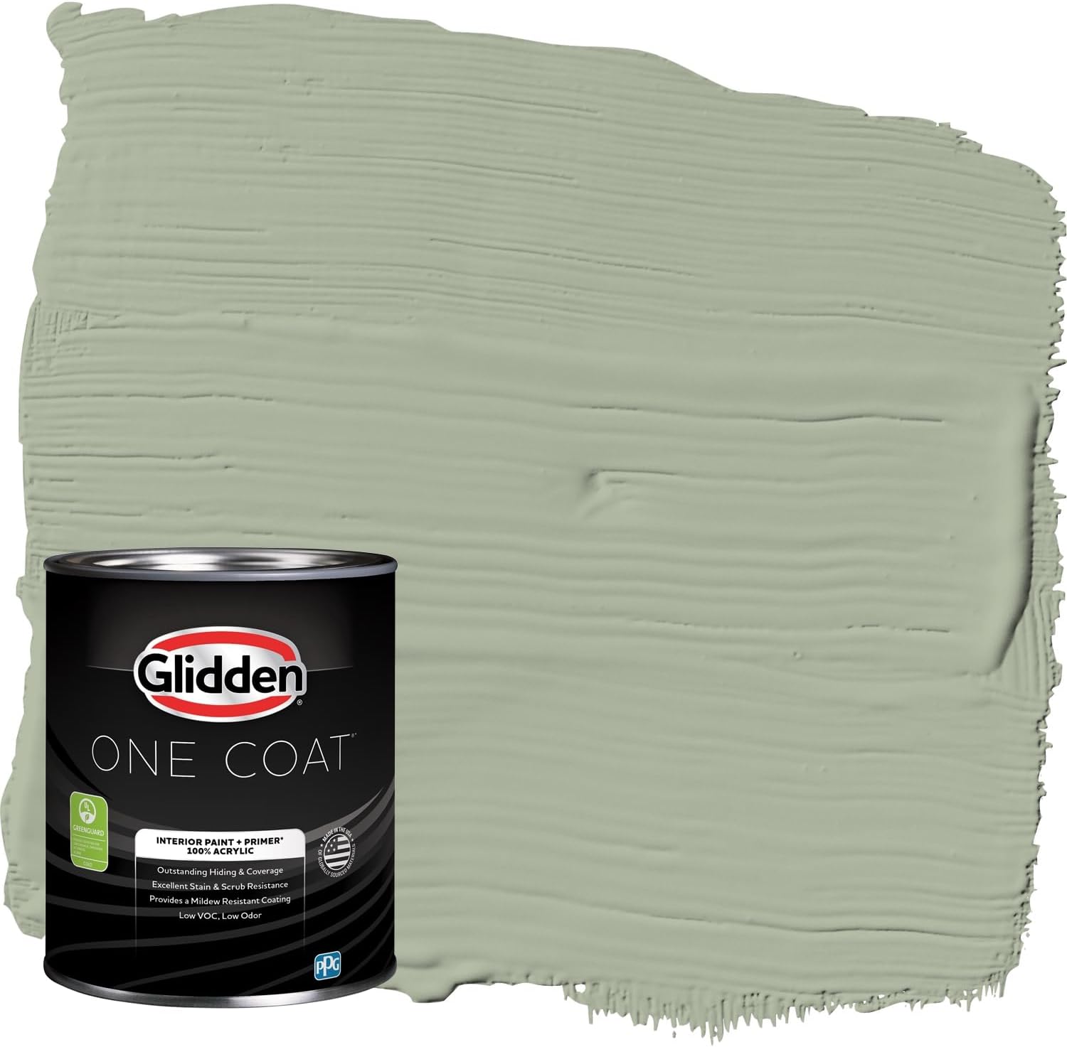 Glidden Interior Paint + Primer: Sage/Gargoyle, One Coat, Eggshell, 1-Quart Gargoyle Glidden One Coat Eggshell 32 Fl Oz (Pack of 1)