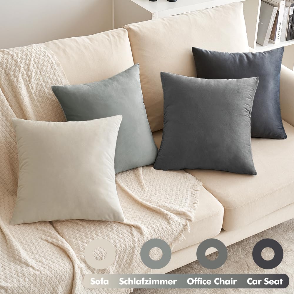 EMEMA Federe in velluto Copricuscini Confezione da 4 Decorativi Fodere Quadrate per Cuscino per Divano Camera da Letto Casa 45x45 cm Serie Arancia