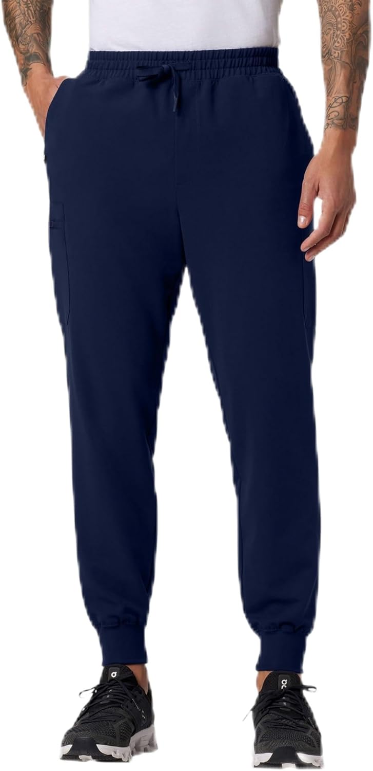 JAANUU Osmo Men’s Scrub Jogger Pants – UltraLAST 4-Way Stretch, 8 Pockets, Classic Fit, Mid-Rise Medical Uniform Joggers