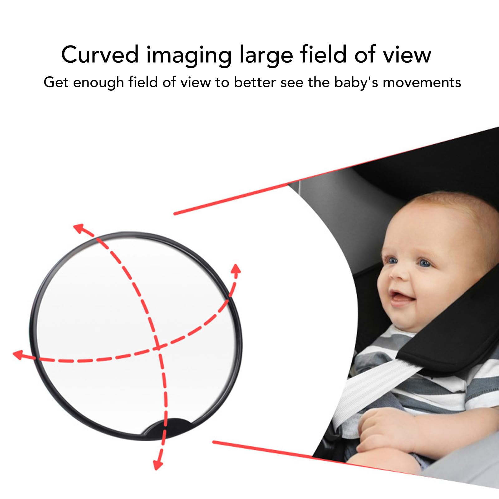 Baby Car Mirror Rear Facing Wide View Oval Rear Facing Baby Car Mirror Acrylic Backseat Safely Mirror with Buckle Clip for Car Journeys