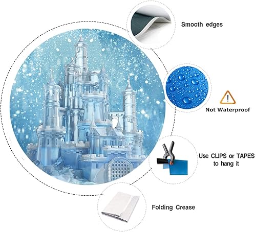 Miniatura 6 de Yeele Fondo de fotos de castillo de hielo, 5 x 7 pies, diseño de castillo azul, fondo de fotografía de castillo azul, para fiesta de cumpleaños,
