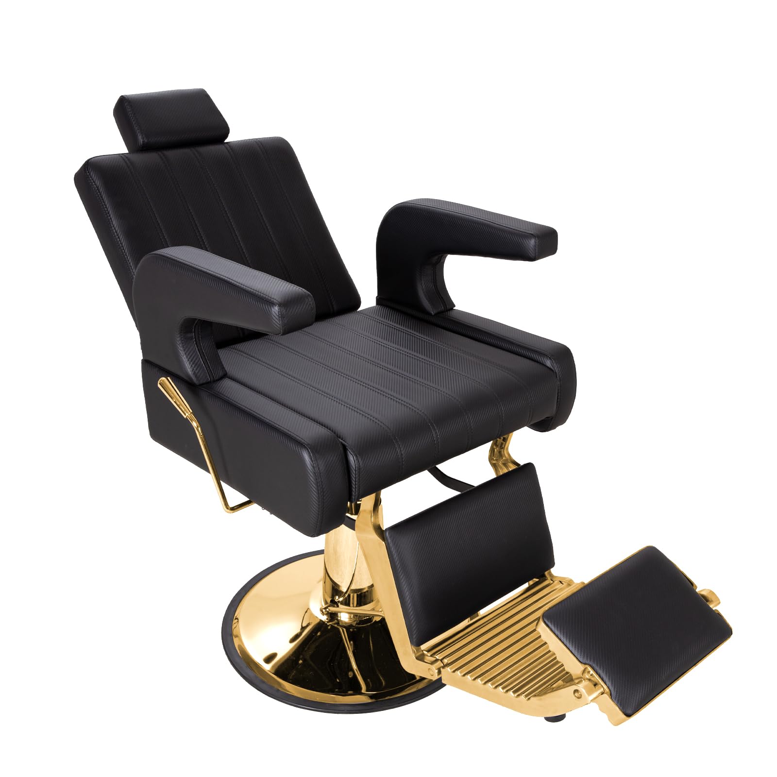 Barber Salon Chair for Hair Stylist, Reclining Chairs with Heavy Duty Hydraulic Pump, Styling Chair for Barbershop Spa Salon Home Studio (Black & Gold, Standard)