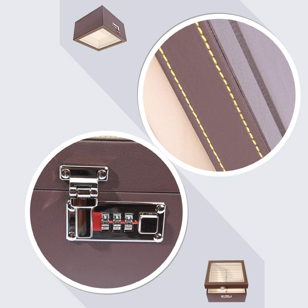 Schmuckschatulle aus Leder, Schmuckschatulle mit 20 Fächern, Jade-Jade-Armband, Schmuckschatulle mit Zahlenschloss, Armband aus elastischem Perlensamt, Kartenfach, Schmuckschatulle, Organizer (Farbe: