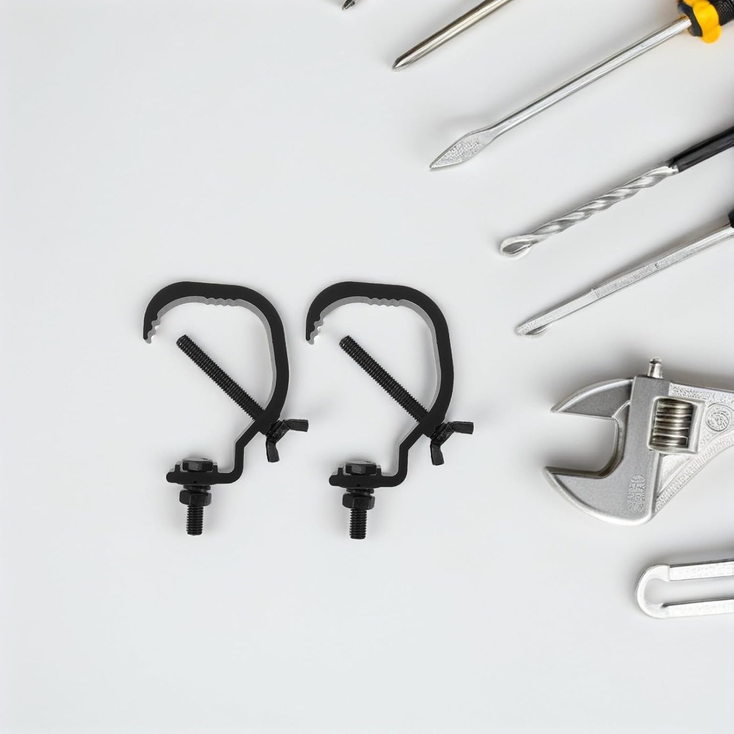 LIFKOME 10pcs Stage Lighting Clamps Black Metal Light Hooks for 30-52mm Truss Tubes, Heavy Duty Bar Light Clamps for Dj Moving Head Lamp, Stage Lighting Equipment Accessories