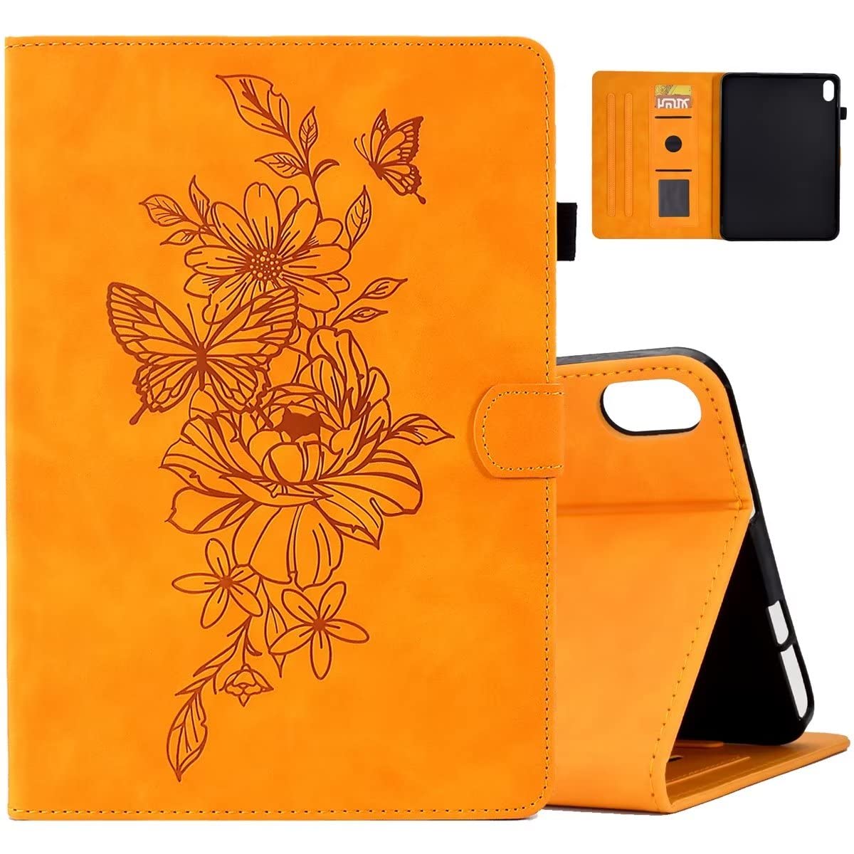 MOKASECase for 2021 iPad Mini 6th Generation 8.3 inch Case, Suede Leather Multi-Angle Folio Stand Cover, Smart Auto Wake/Sleep with Pen Holder & Card Slots for 8.3" iPad Mini 6 2021 Release, Yellow