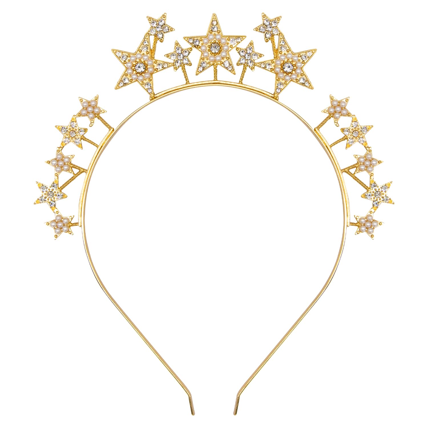 Star Headbands for Women Girls Bling Shining Reinstone Christmas Headband Star Headband Crown Rhinestone Hair Hoop Wedding Hair Accessories for New Year Party Festival Prop Y4XXFG (Gold)
