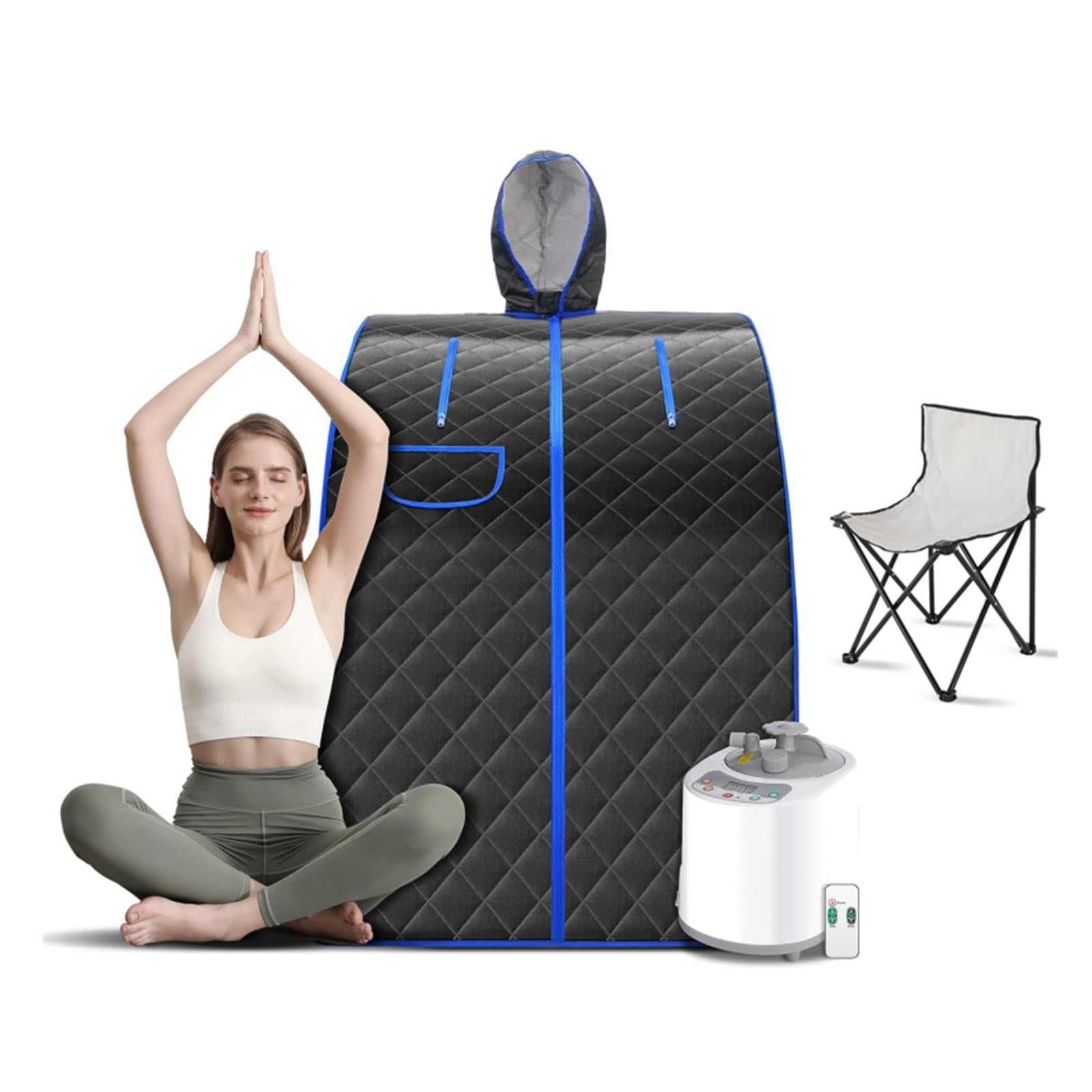 Koc do sauny, sauna, przenośna sauna do domu, Namiot parowy Przenośna sauna z rozkładanym krzesłem Domowa wanna SPA 1000 W 2L Łatwa bezsenność Przenośna konstrukcja do relaksu