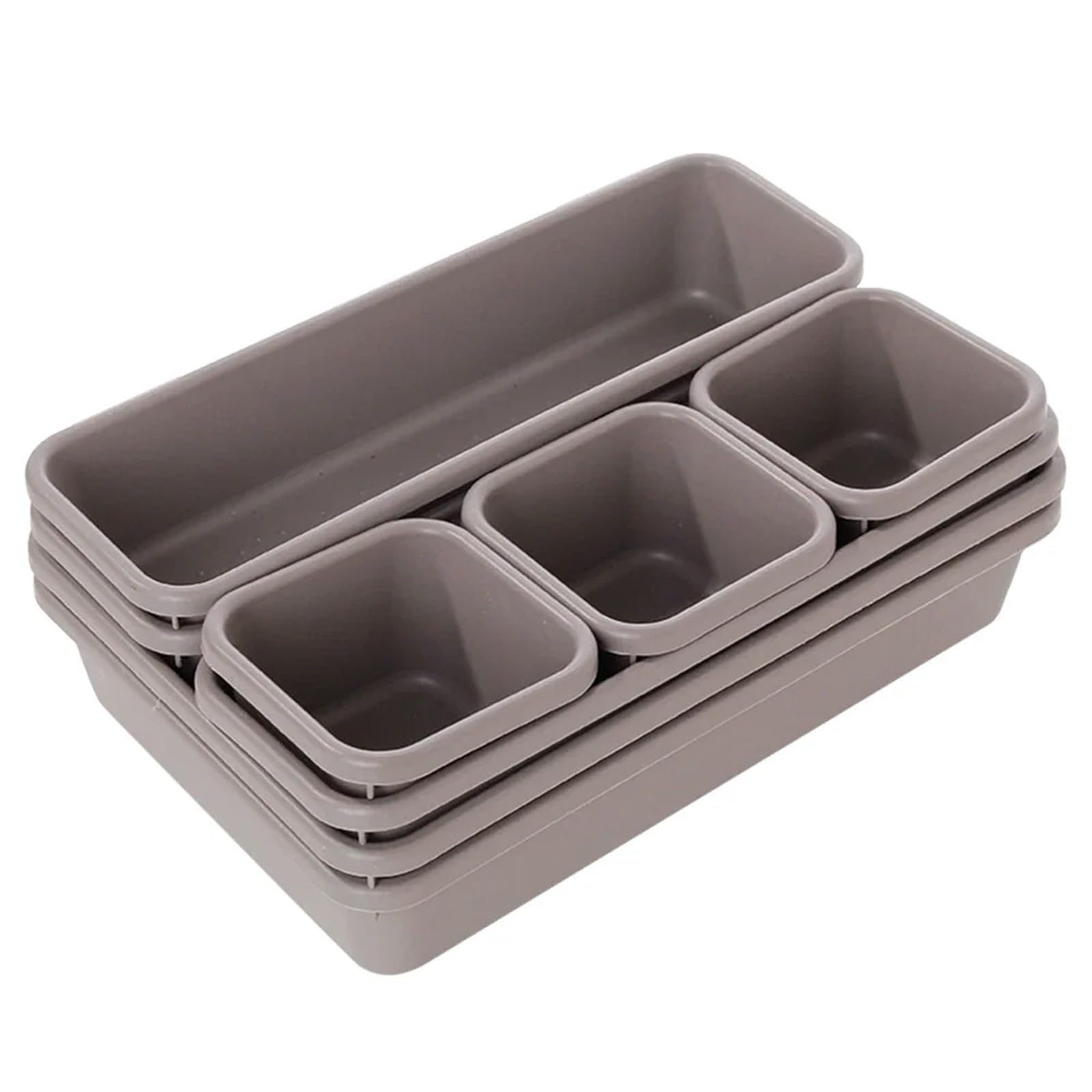 ZHSOAO 8 pcs Adjustable Drawer Organizer Box Trays for Kitchen Bathroom Closet Make Up Cosmetics Sundries Divider Holder Jewellery for Bras, Socks, Underwear(Khaki)