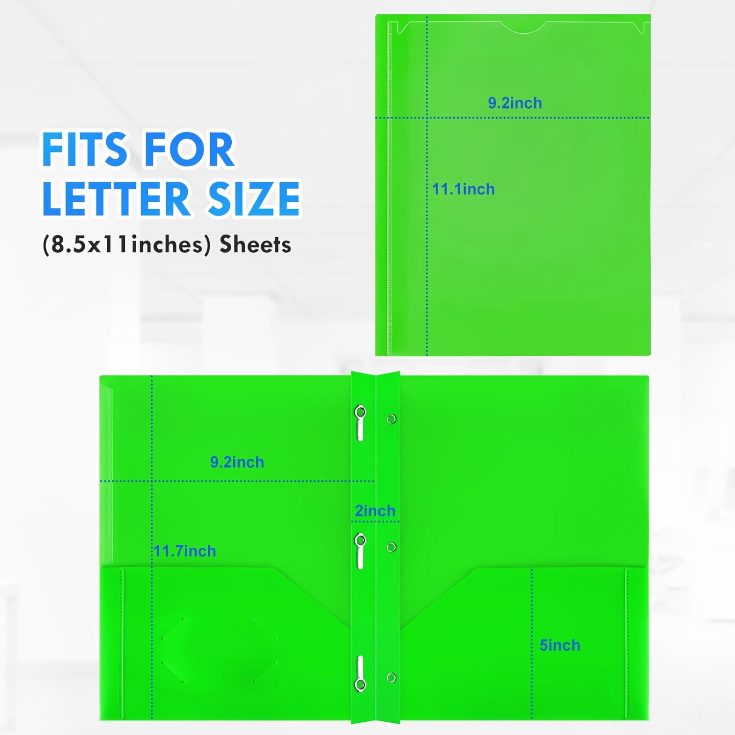 Officygnet 48 Pack Plastic Folders with Pockets and Prongs, Bulk 2 Pocket Folders with Brads and Clear Front, Multicolor Heavy Duty Plastic Folder for Office School Supplies, Letter Size Paper