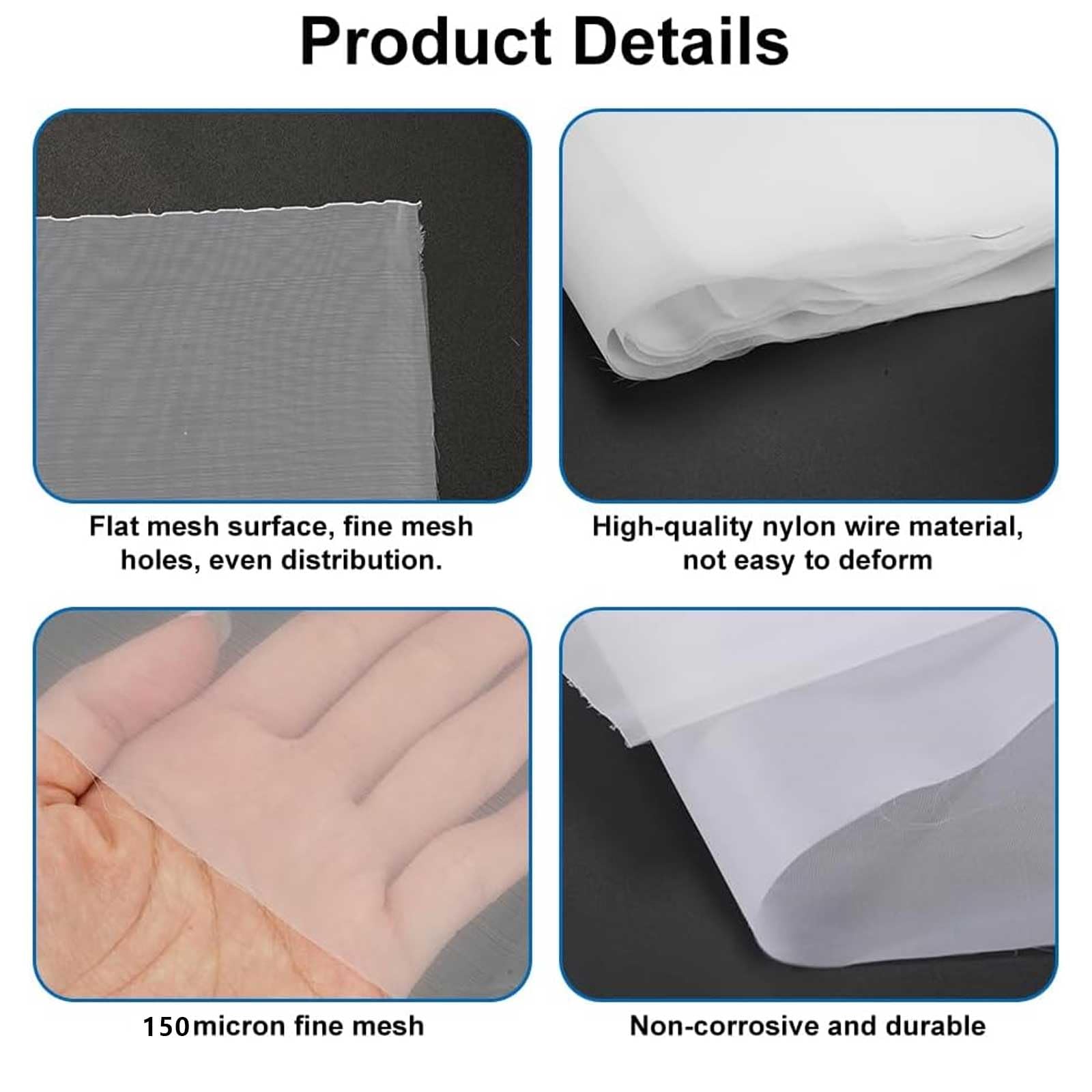 Tessuto Filtrante In Nylon A Maglia Fitta 120 Mesh QUARKZMAN - 78 X 39 Pollici - Per Vernici, Home Brewing, Chimica - Riutilizzabile E Resistente Al Calore