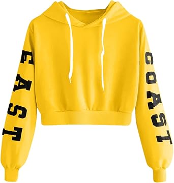 Women's Crop Hooded Sweatshirt Long Sleeve Drawstring Cropped Pullove Hoodies Casual Streetwear Spring Fall Clothes