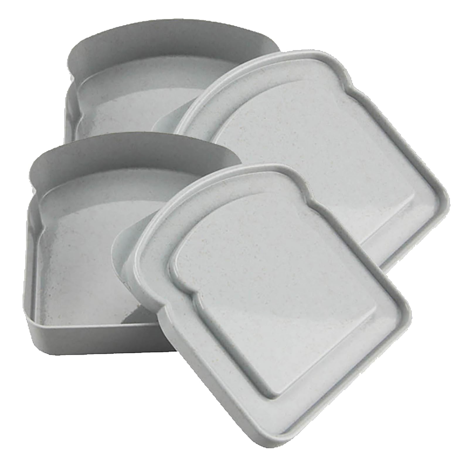 Generisch 2 x Lunch Box, Sandwich Box, Stackable Airtight Lunch Box - BPA-Free & Odourless, Reusable & Durable, Space-saving & Portable - For School, Work, Camping, On the Go (Grey)