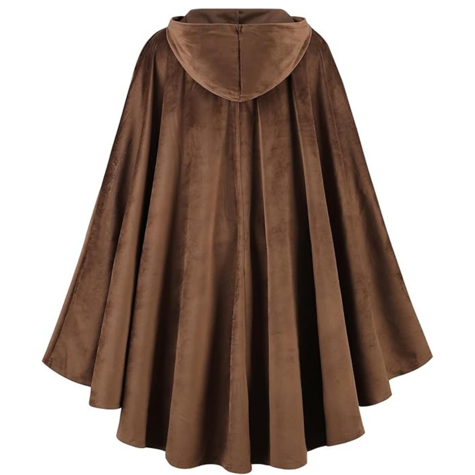 RRCBMD Mens Renaissance Medieval Hooded Cloak Victorian Steampunk Costume Cosplay Brown-100CM, Brown 1 - Image 2
