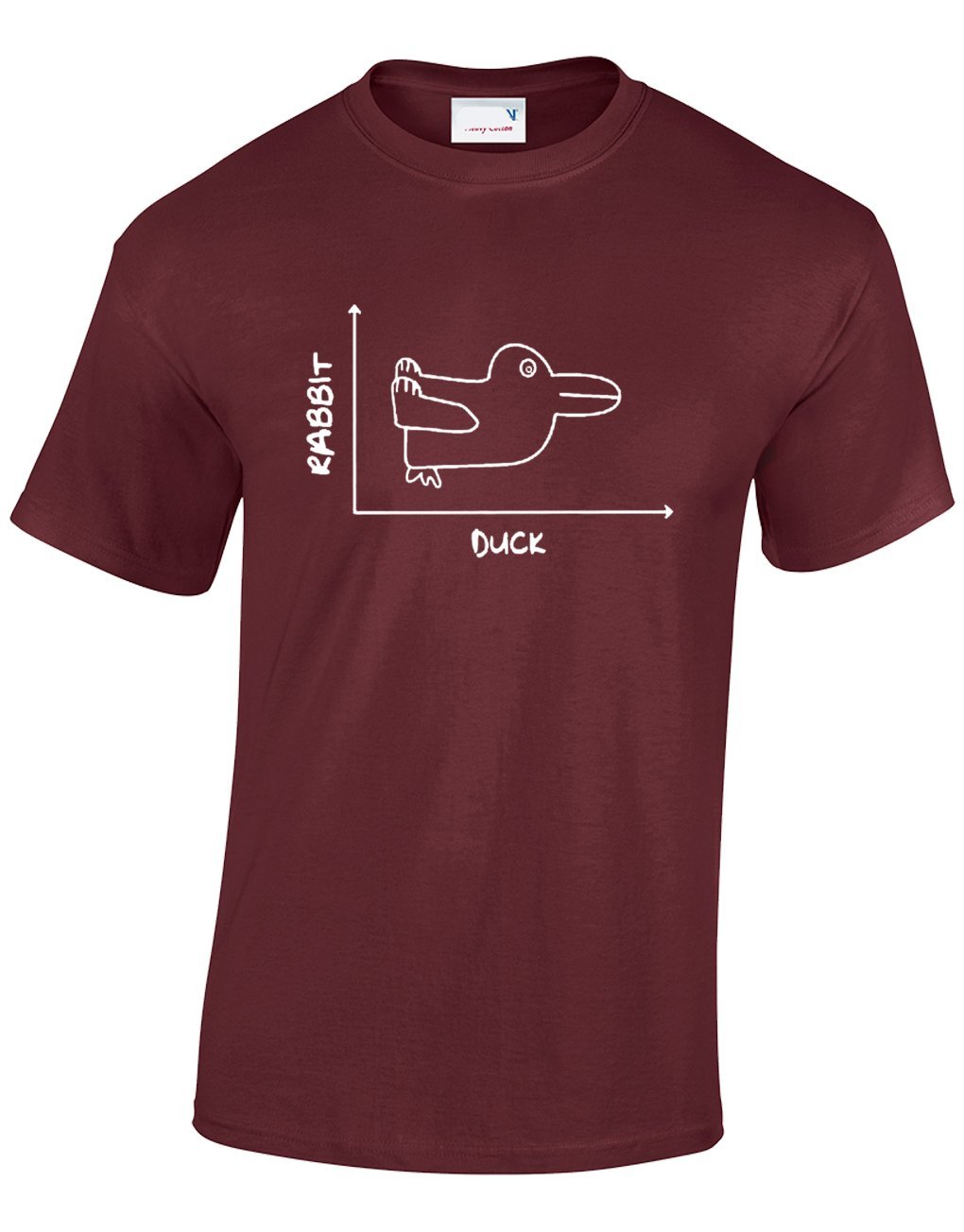 Crown Designs Rabbit Duck Graph Chart Cool Funky Geek Nerd for Men & Teenagers T-Shirts Tops - Maroon/Medium