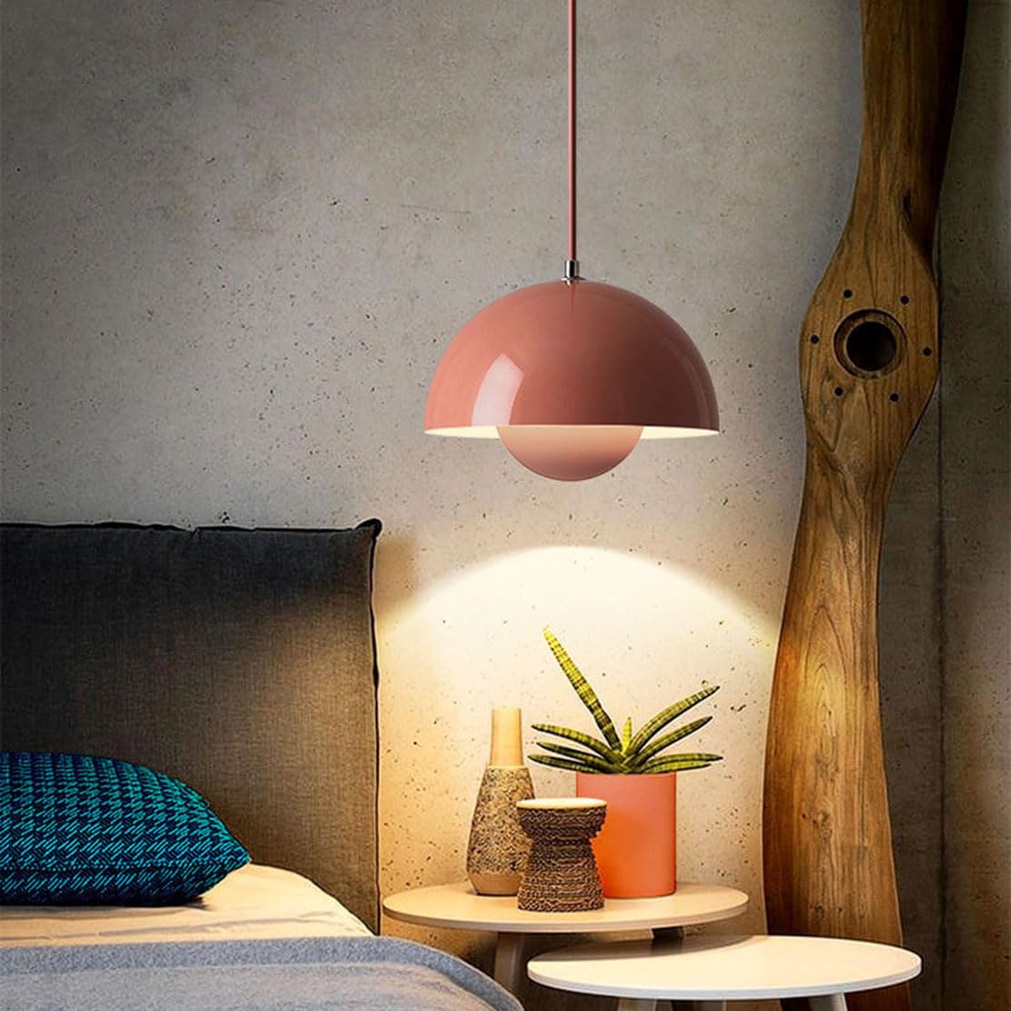12 W nordycki nowoczesny makaronik lampa wisząca salon sypialnia art deco sufitowa wisząca lampa wyspa kuchenna żyrandol wisiorek oprawy oświetleniowe (23 cm, czerwony 1)