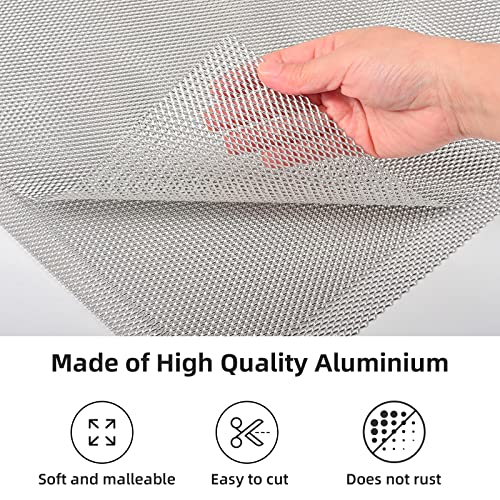 Image of AggAuto Universal 13 inchx13 inch Car Grill Mesh - 3Pcs Aluminum Alloy Automotive Grille Insert Bumper Rhombic Hole 3x6mm, One of the Most Multifunctional Shape Grids Silver