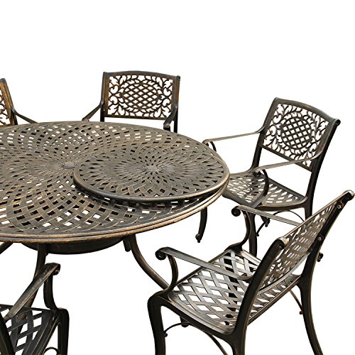Image of Oakland Living AZ1022-2777(6)-BZ Outdoor Aluminum Dining Set, Bronze
