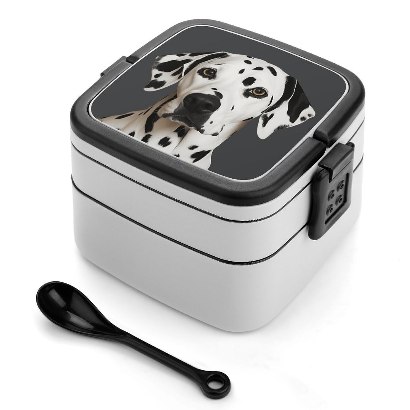 VstaDank Dalmatian Bento Box Portable Adult Lunch Box with 2 Layer&Spoon Reusable Insulated Lunchbox Large Food Containers Leak Proof Lunch Containers for Work Camping Meal Prep
