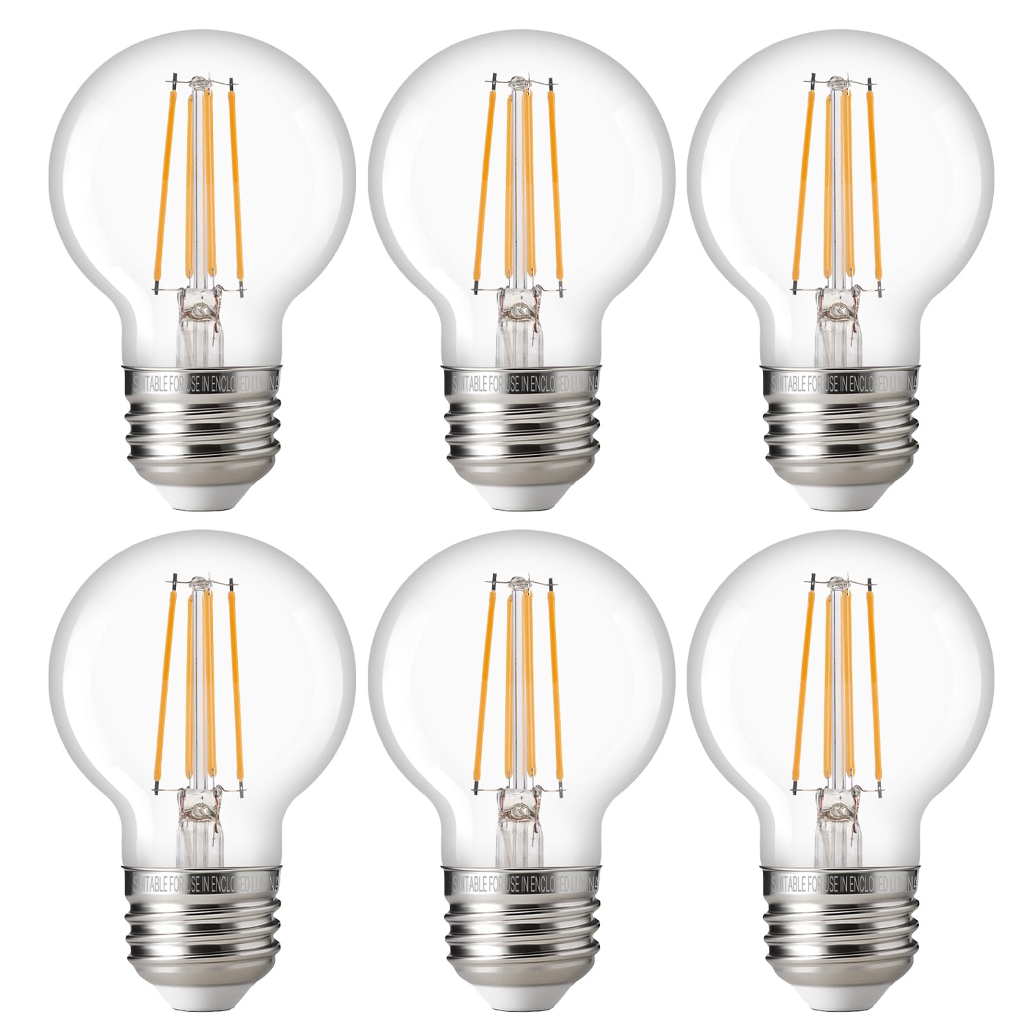FLSNT 60W Equivalent LED Globe Candelabra Bulbs Dimmable G16 5 LED E26 Chandelier Light Bulbs 500LM CRI82 4W