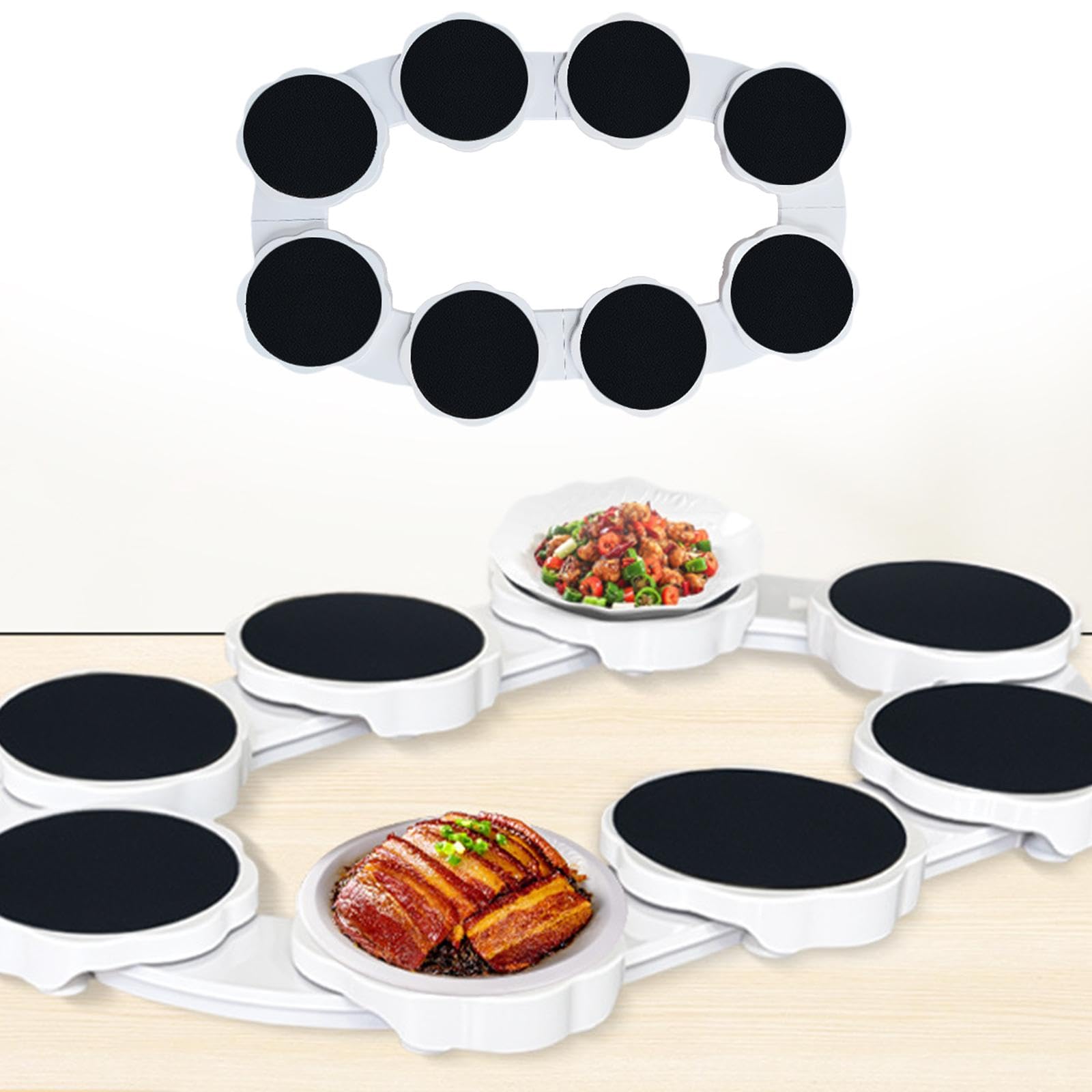 Plato Giratorio para Mesa de Comedor, Bandeja para Servir Alimentos, práctico y portátil, de Escritorio, Giratorio para cenas, Fiestas, hogar, Bodas, 100.5 X 51.5 Cm