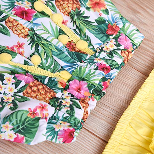 Toddler Baby Girls Strap Outfits Halter Ruffle Tube Crop Top+Tassel Pineapple Shorts Pant Summer Clothes Set (Tassel, 1-2 Years) - Thumbnail 7
