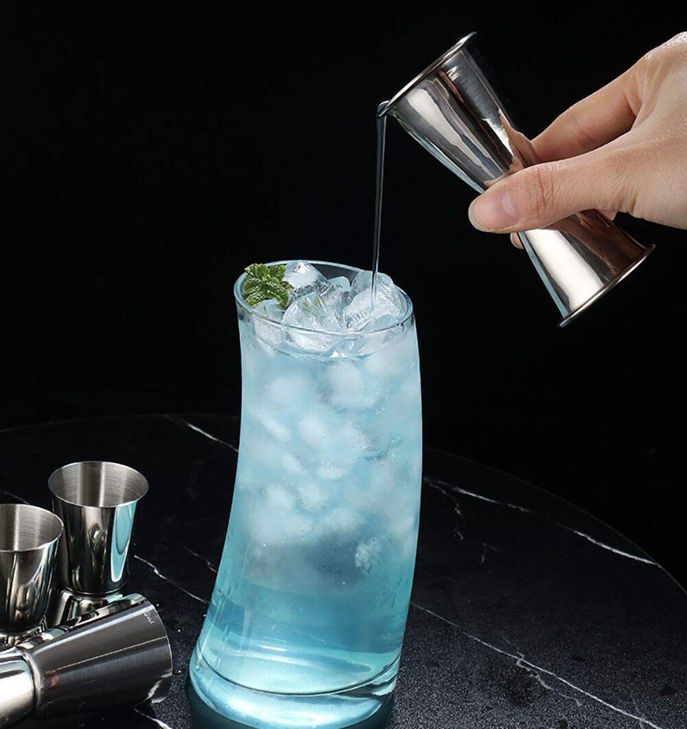 Amazon ダブルジガー 0 2 1オンス 304ステンレススチール レシピ付き 15ml 30ml 計量カップ お酒を素早く正確に計量 カクテルジガー ラウンドエッジ 細いウエスト 快適なホールドに Art Beauty 計量カップ