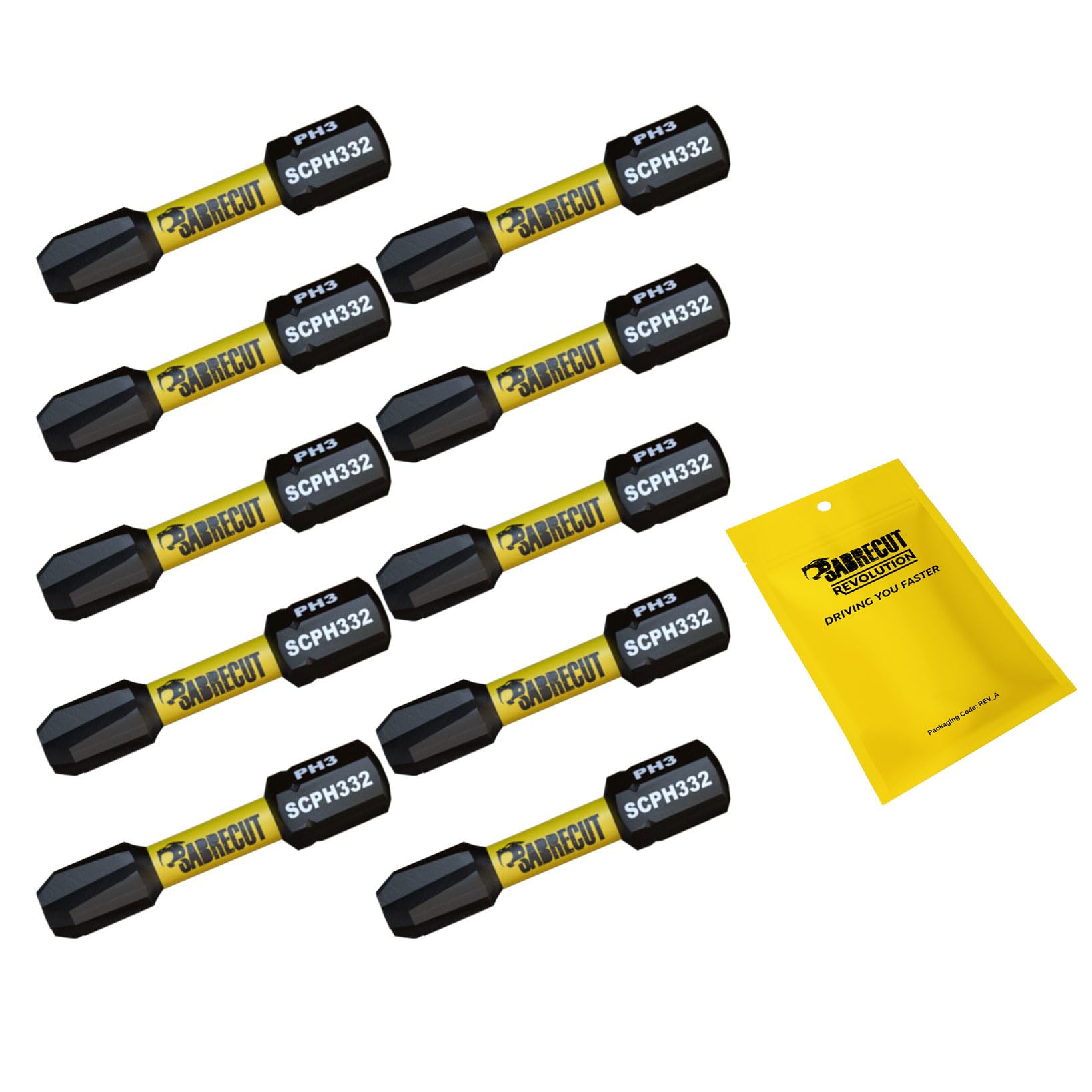 10 x SabreCut SCPH332_10 32mm PH3 Magnetic Impact Screwdriver Driver Bits Set Phillips Heavy Duty