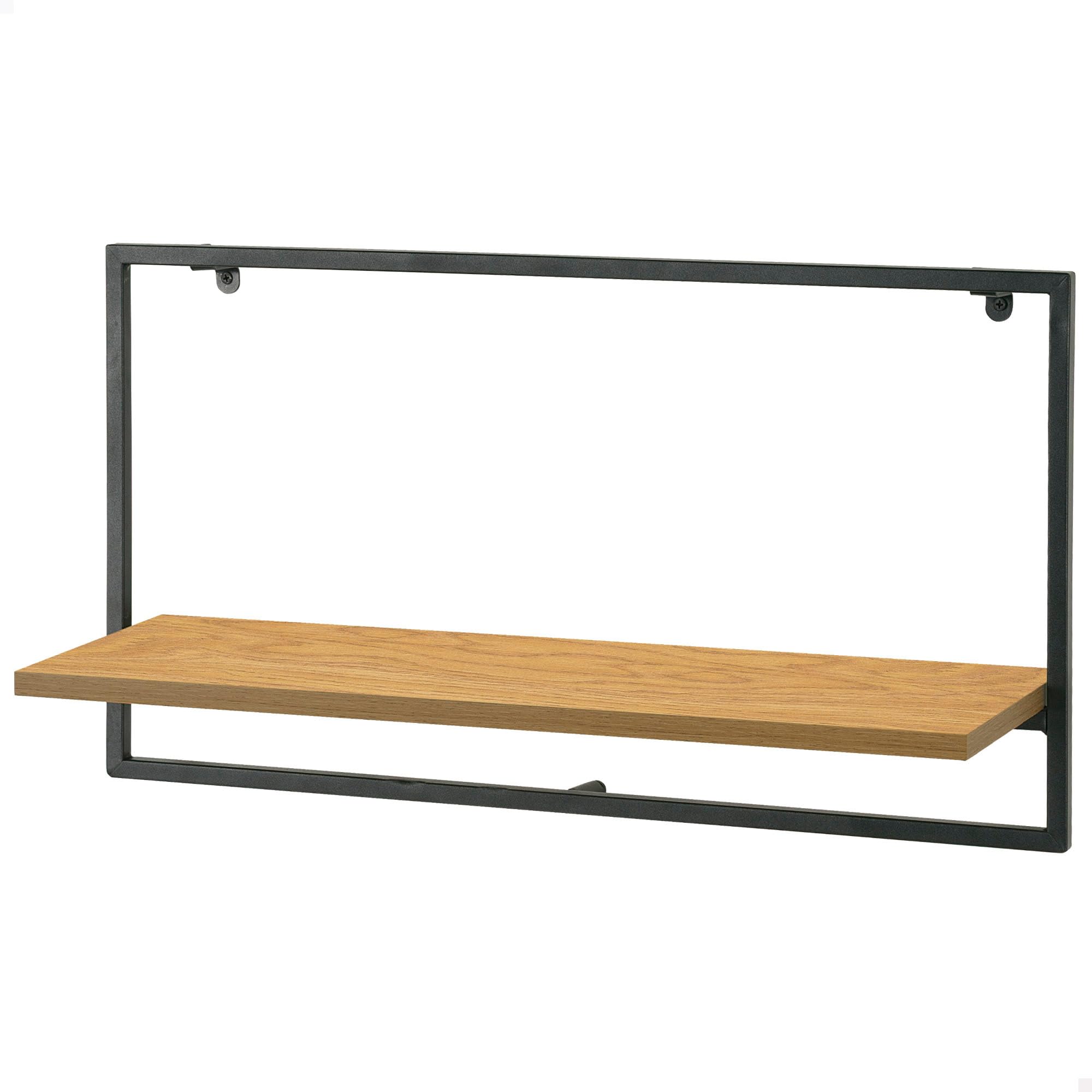AKTIVE MAX Home Wall Shelf, Maximum Weight Supported 5 kg, with Shelf, Oak Effect, Black Metal Frame, Rectangular Design, for Living Room, Entryway, Bedroom, Kitchen (18480)