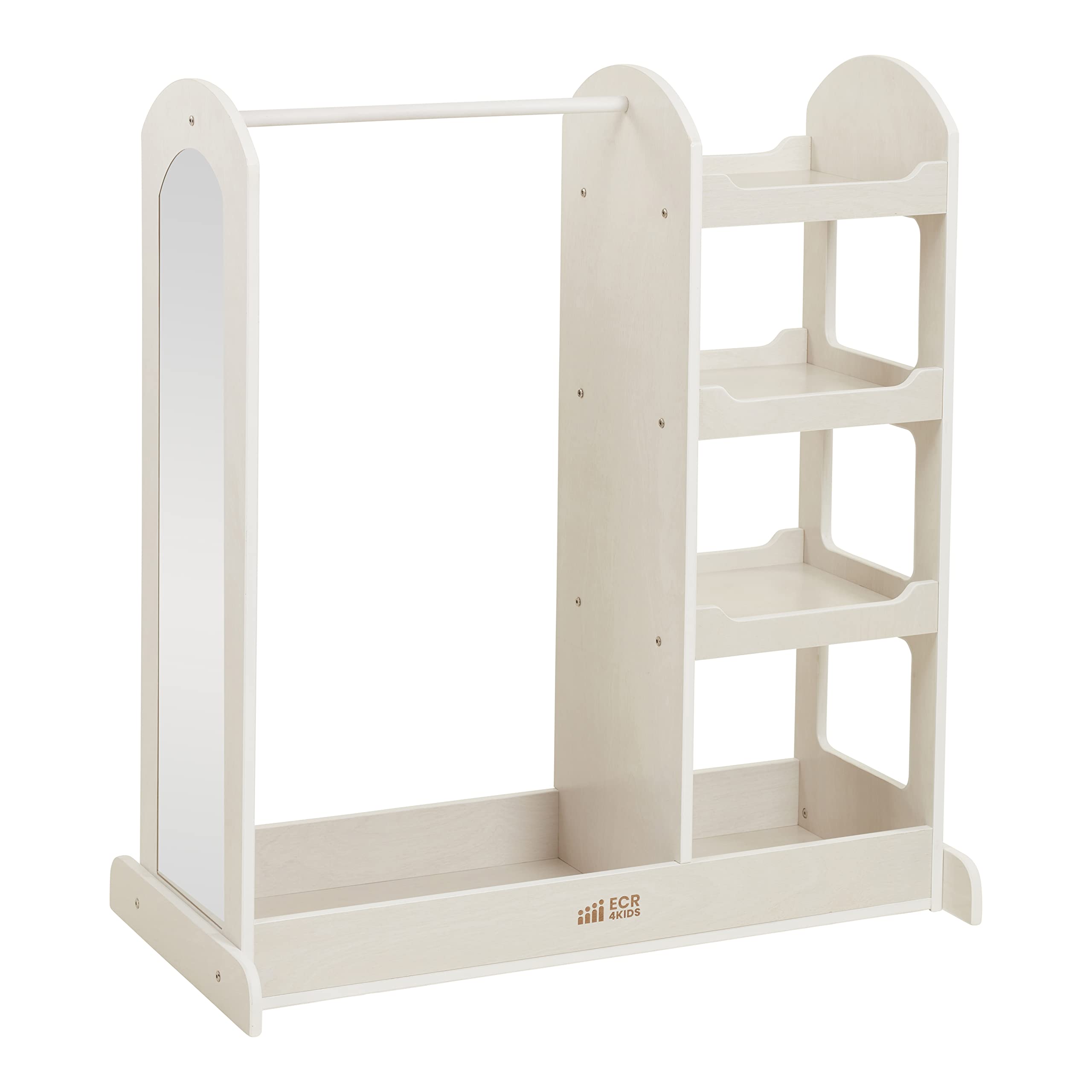 ECR4Kids Dress-Up Center with Mirror, Costume Organizer, White Wash