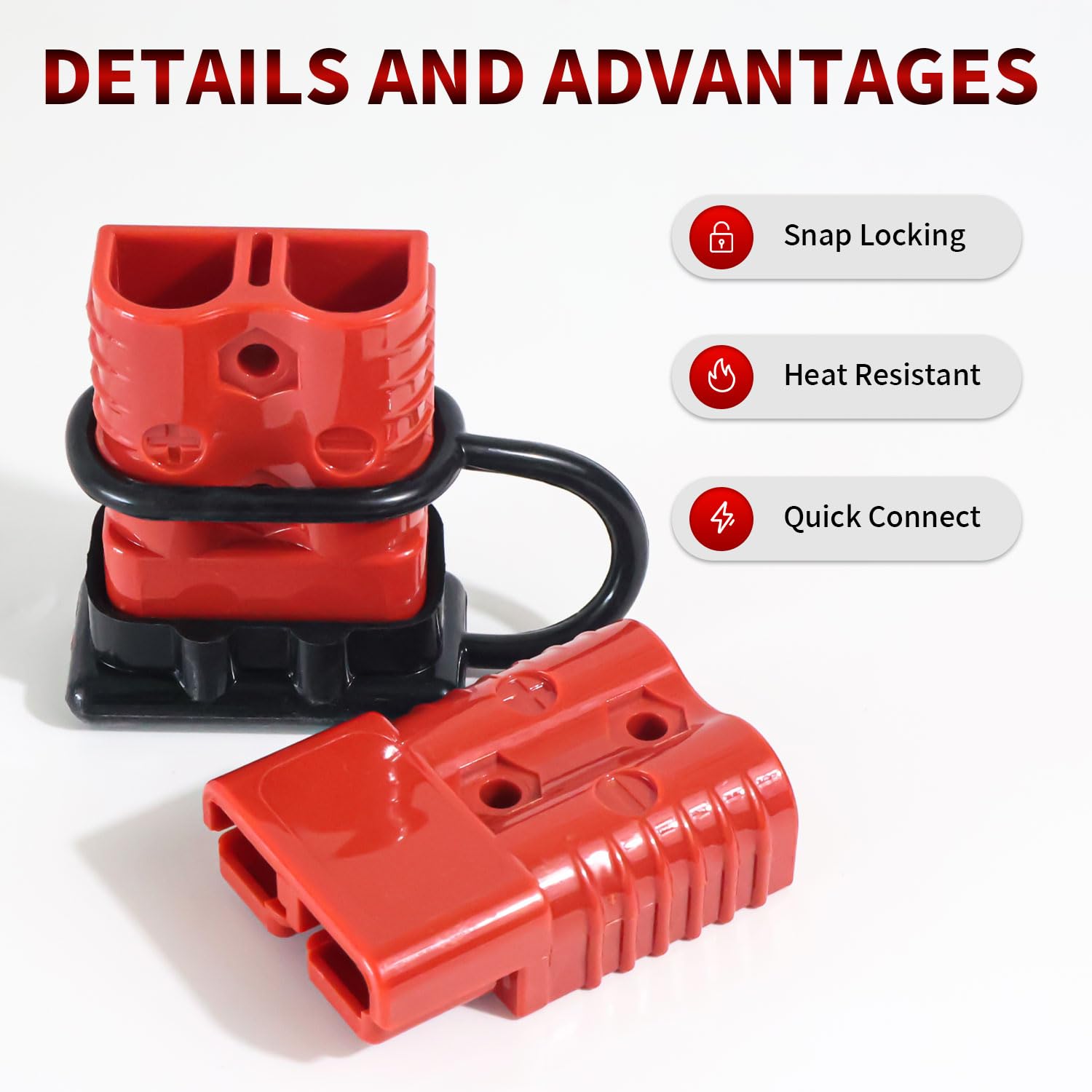 Gesepa 4 Pcs 175A Anderson Battery Quick Connect Cable Connector 12V Battery Quick Disconnect Connector 1/0 AWG Wire Harness Plug Kit for Trailer Car Winch