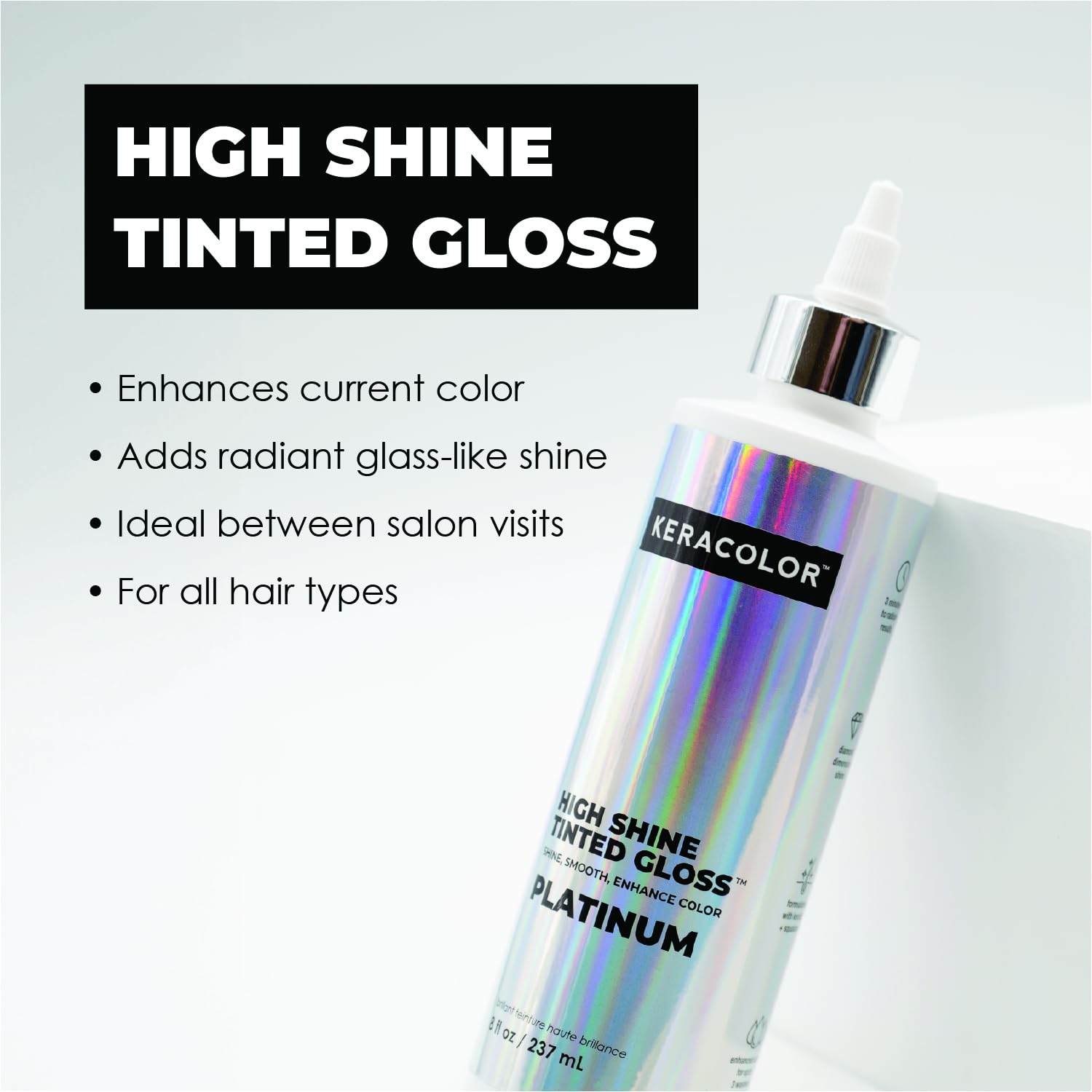 Keracolor High Shine Tinted Hair Gloss, In-Shower Hair Glaze, Sheer Color-Enhancing Glossing Treatment, Platinum, 8 Fl Oz