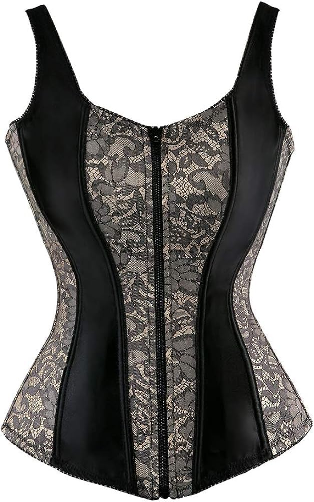 DKCHENH Women Sexy Strap Lace-Up Corsets and Bustiers Top Overbust Shaper,Plastic Boning Bustier Corset Vest Top.